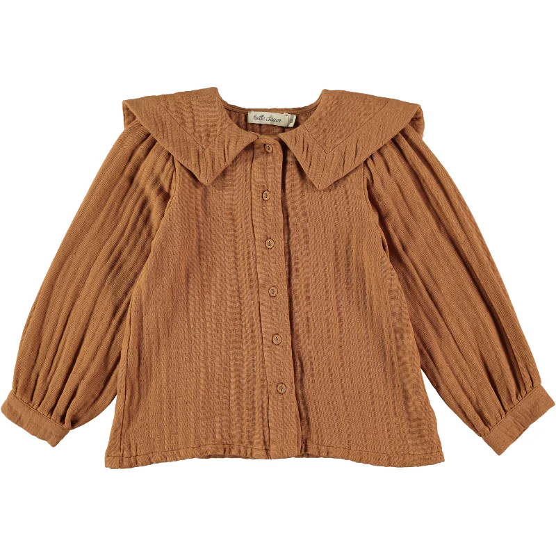 Bella Chiara Rust Double Gauze Big Collar Blouse