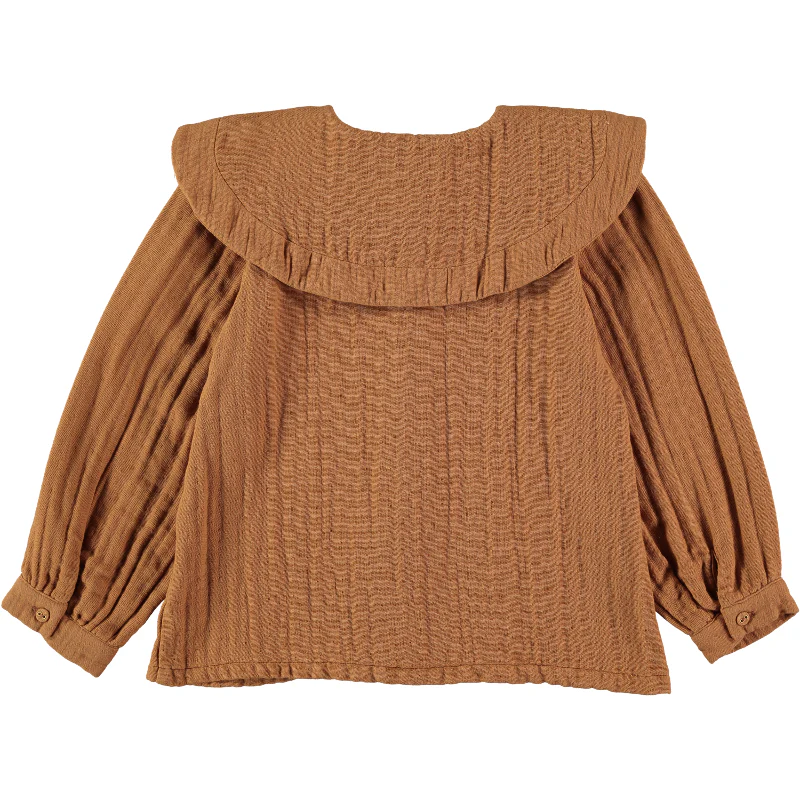 Bella Chiara Rust Double Gauze Big Collar Blouse - Image 2