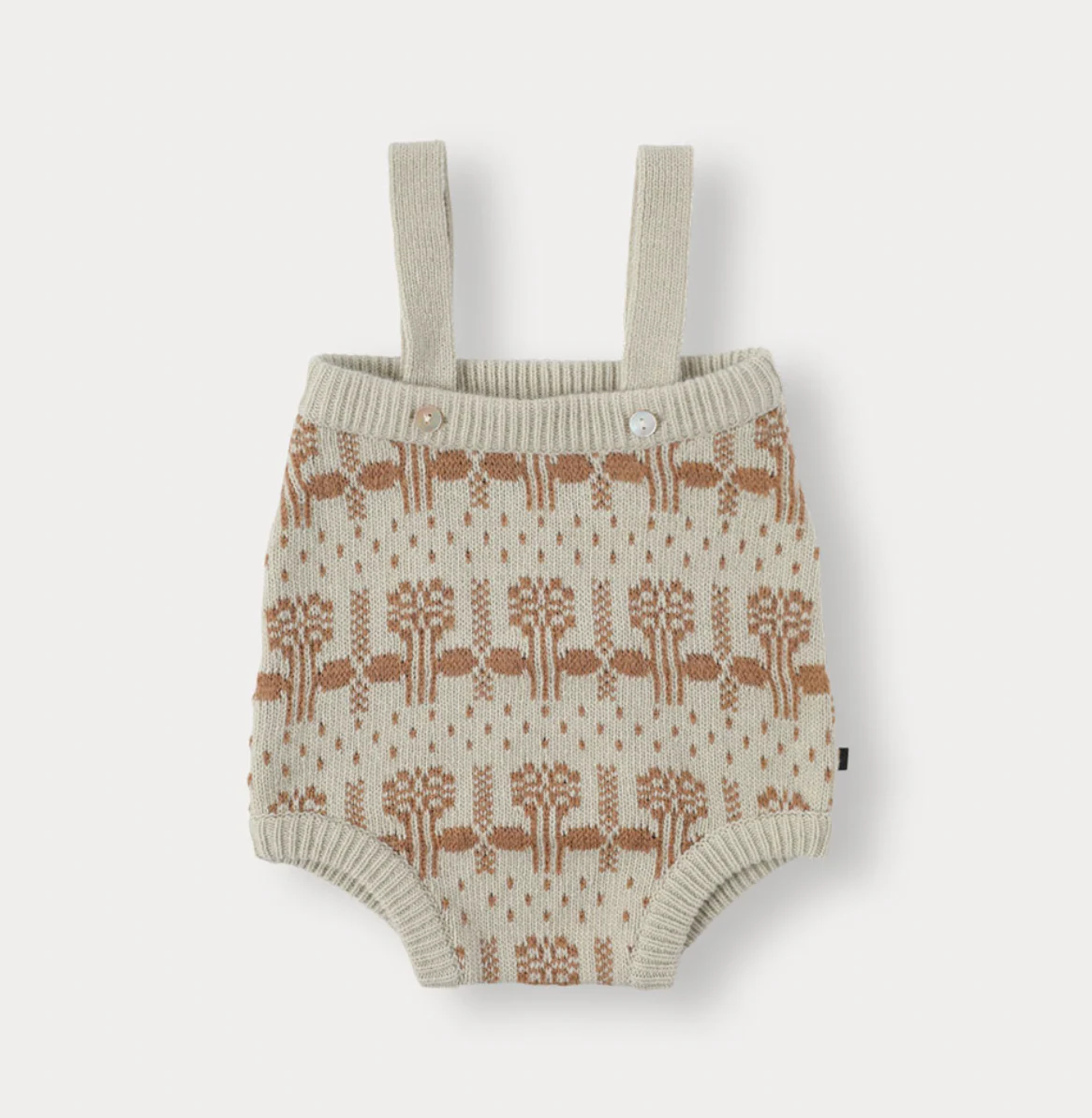 Bene Bene Green Beige Baby Leaf Buds Knit Suspender Bloomer