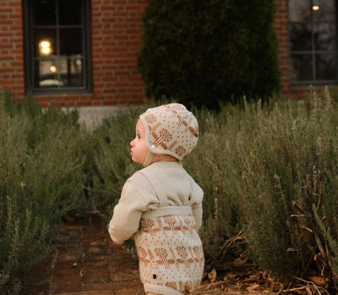 Bene Bene Green Beige Baby Leaf Buds Knit Suspender Bloomer - Image 2