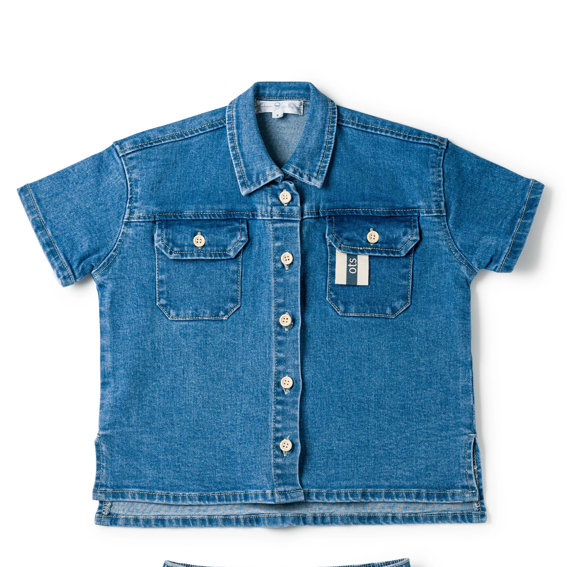 Birnham On The Sea Boys Shirt Denim - Image 2