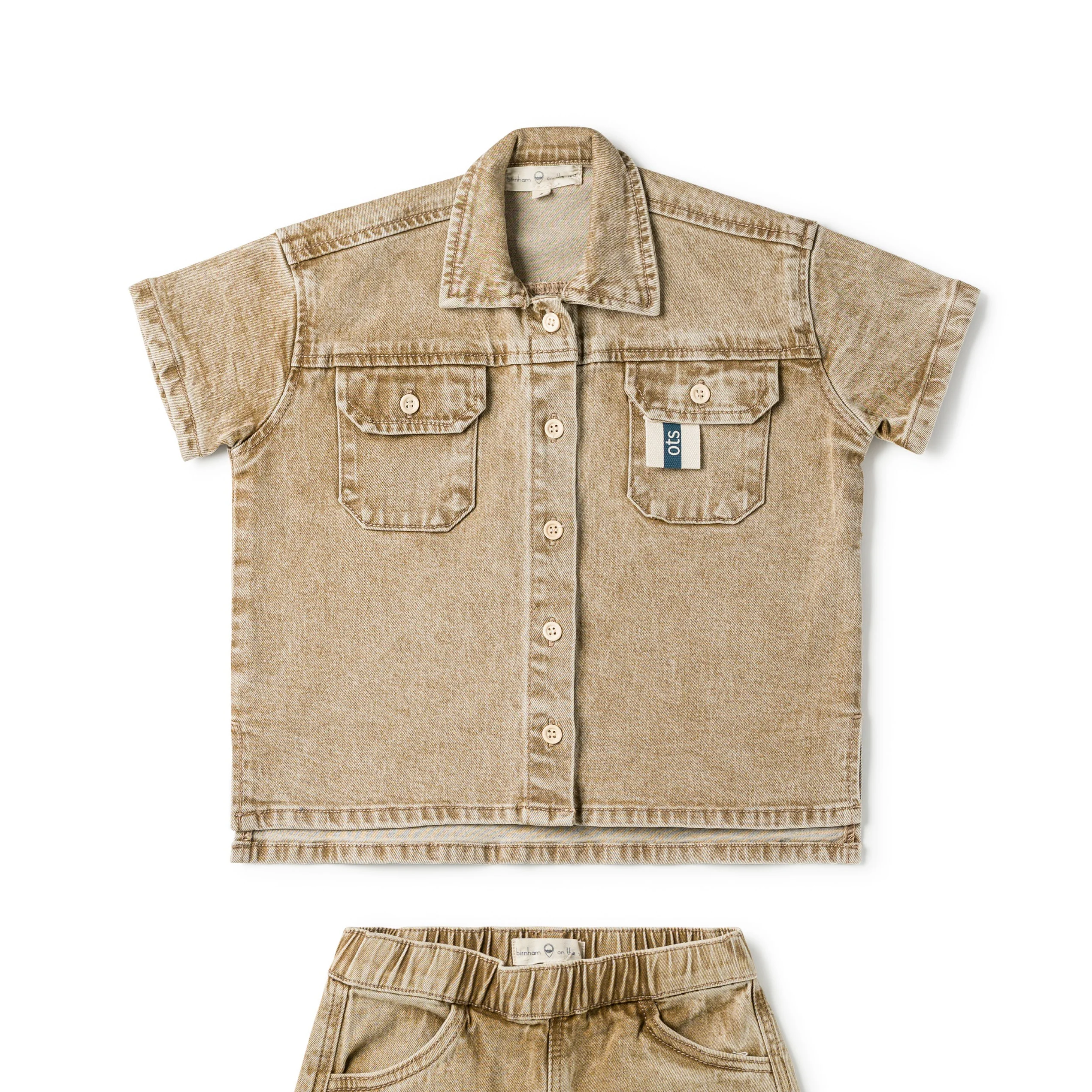 Birnham On The Sea Boys Shirt Desert Denim - Image 2