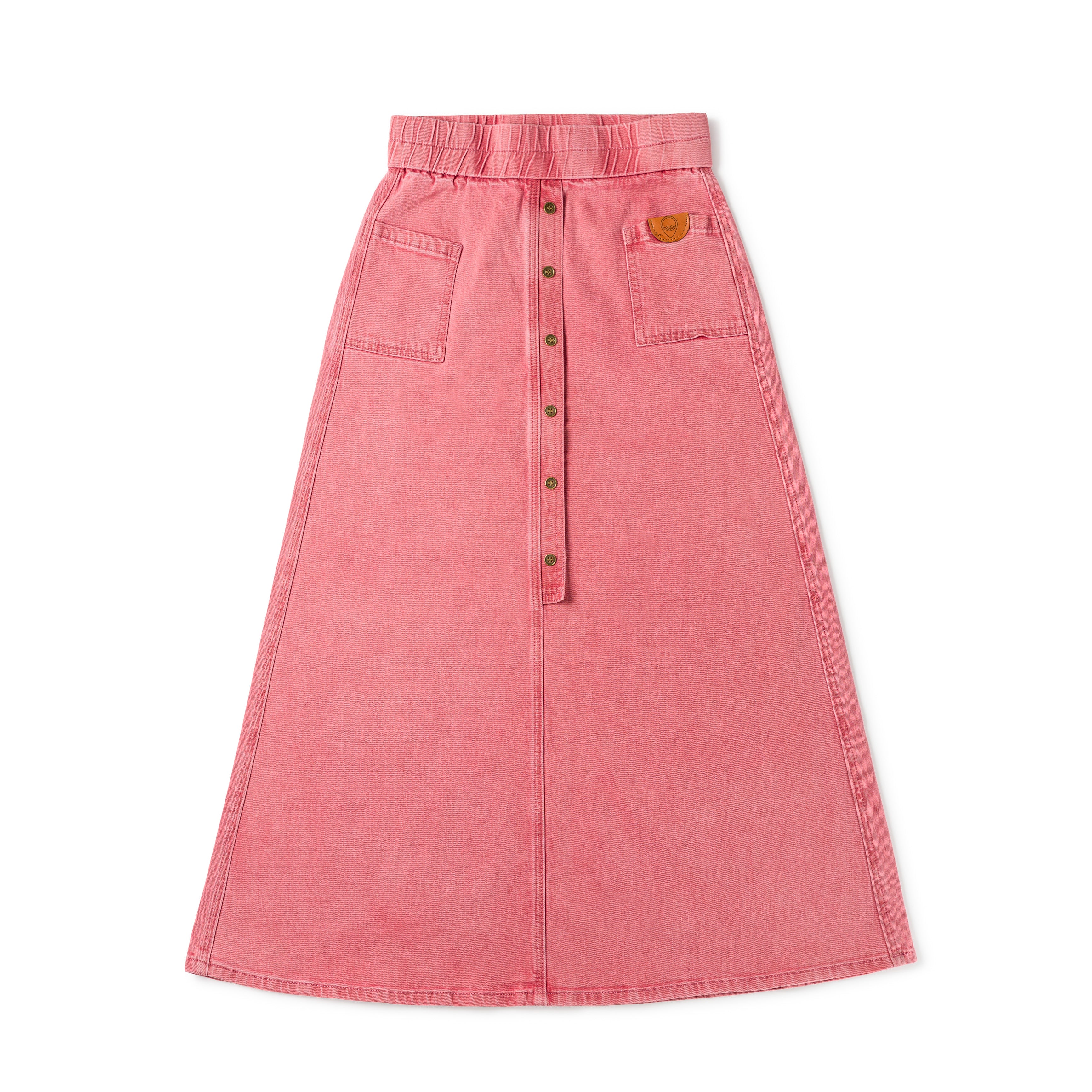 Birnham On The Sea Denim Skirt- M Red Denim
