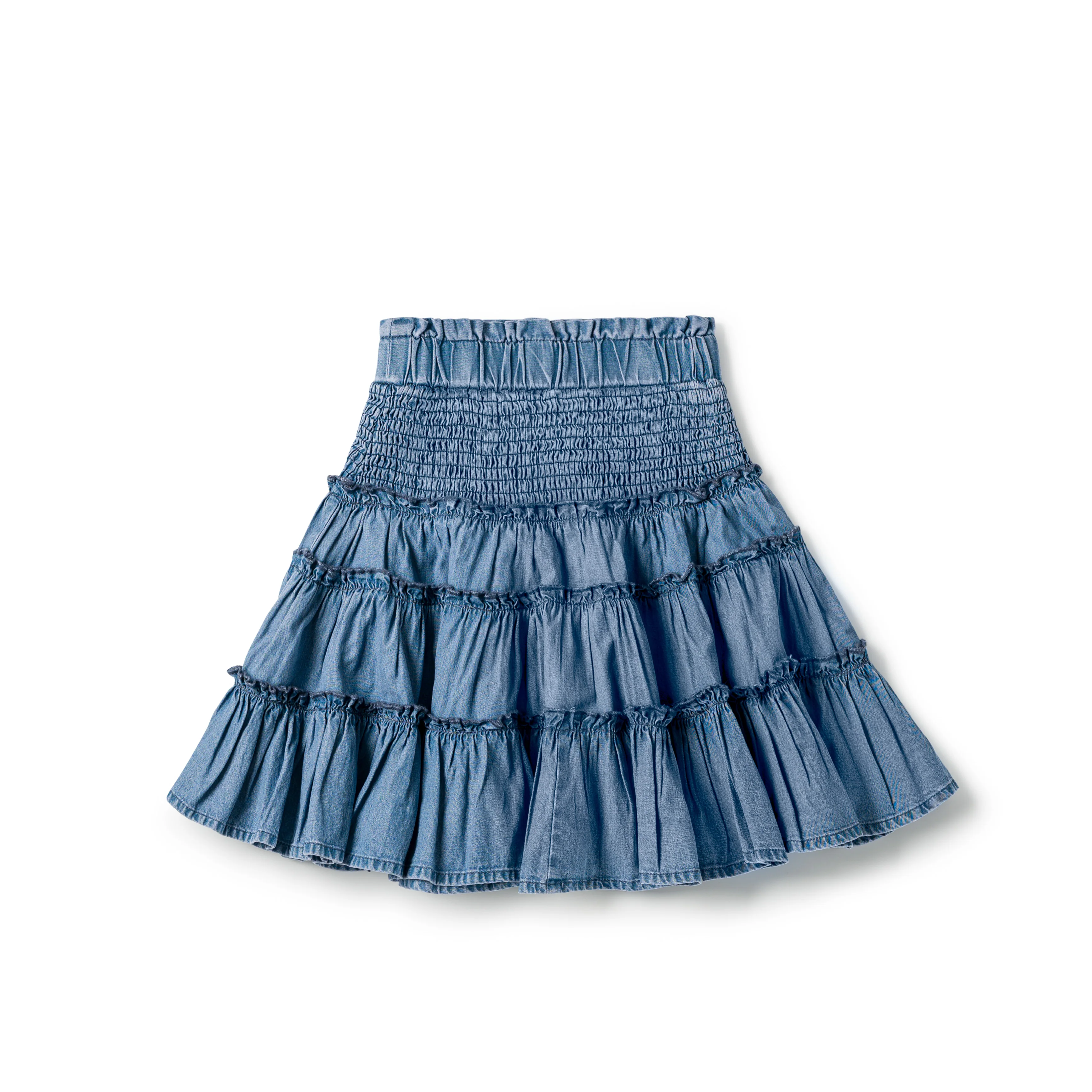 Birnham On The Sea Ruffle Skirt Stonewash Denim