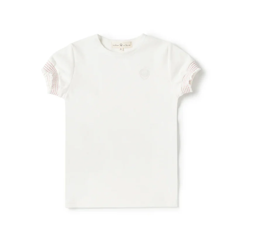 Birnham On The Sea Smocked Tee White/Pink