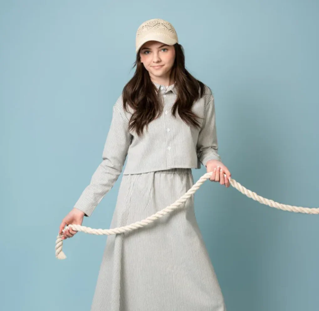 Birnham On The Sea Teen Bow Shirt Blue Stripe