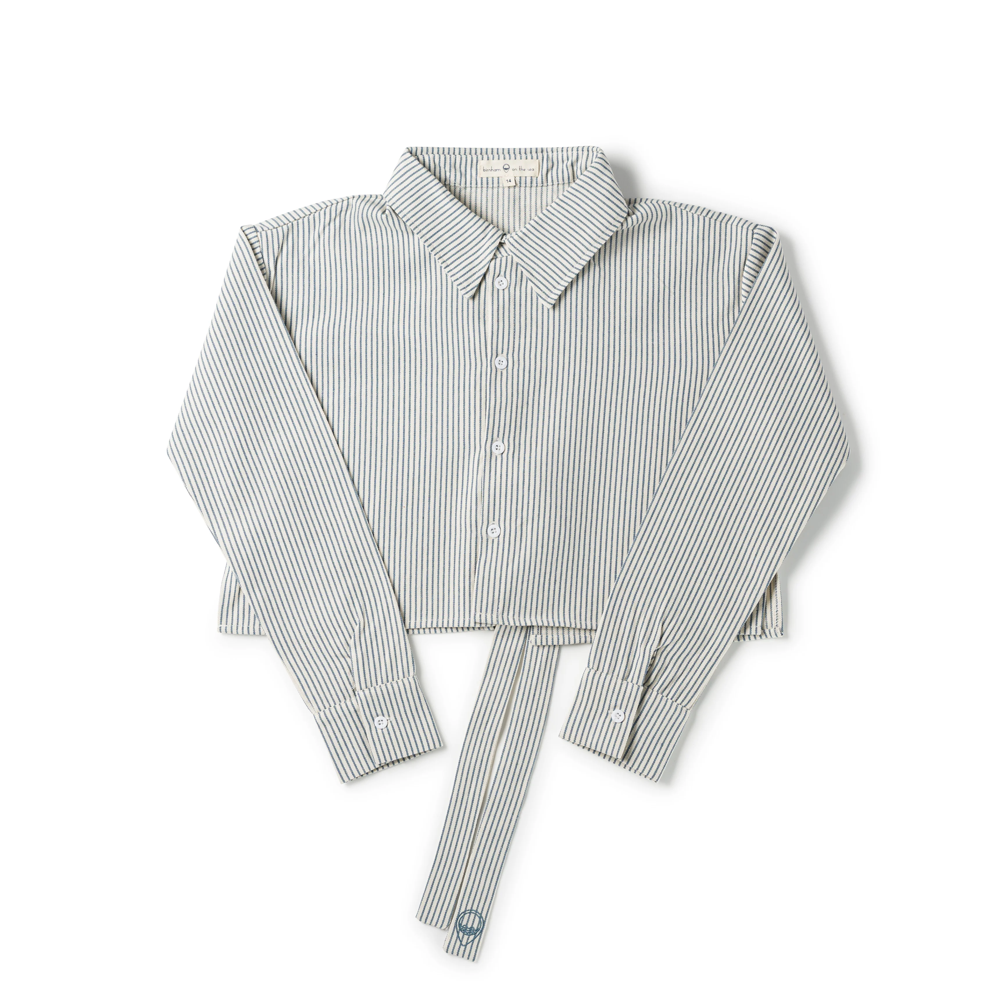 Birnham On The Sea Teen Bow Shirt Blue Stripe - Image 2