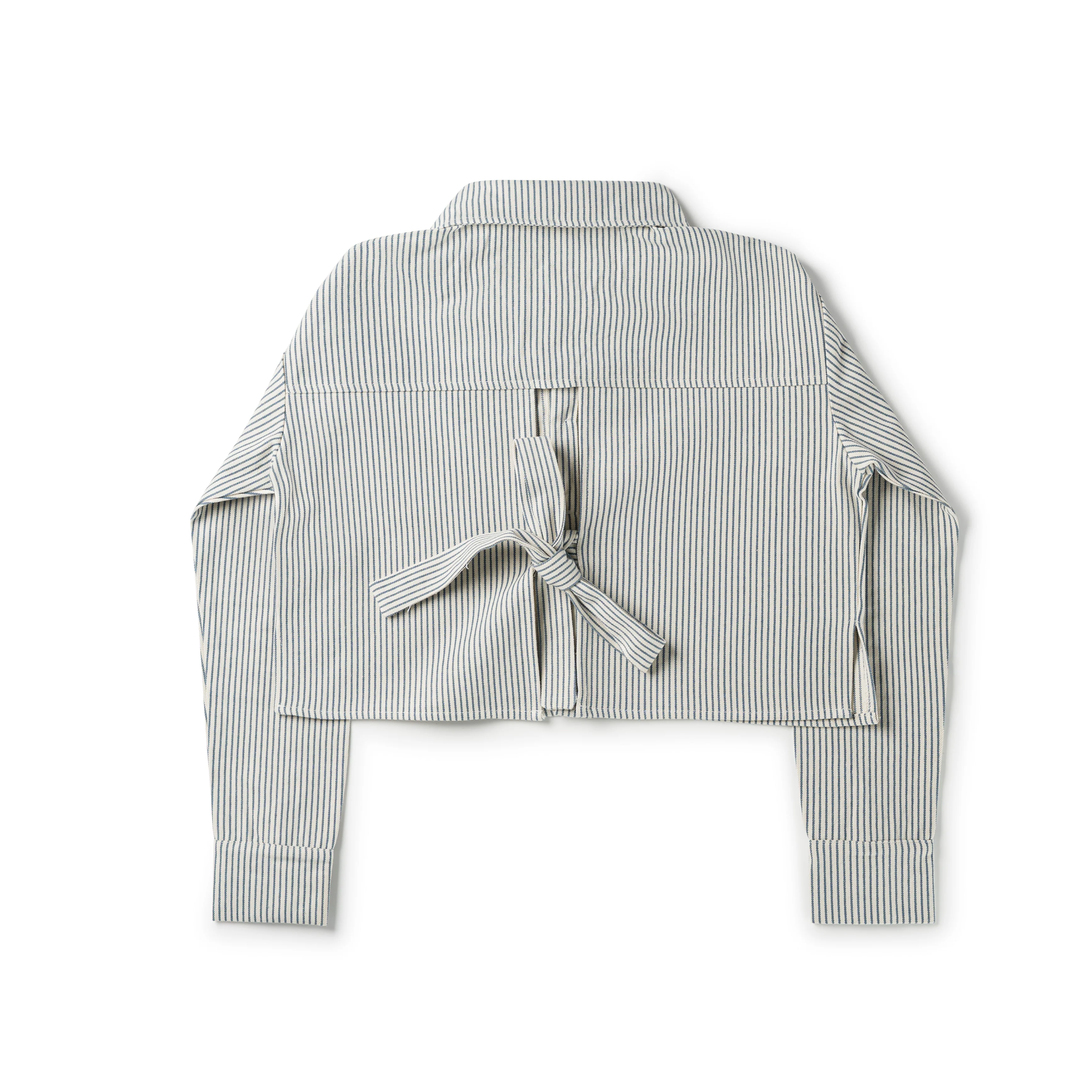 Birnham On The Sea Teen Bow Shirt Blue Stripe - Image 3