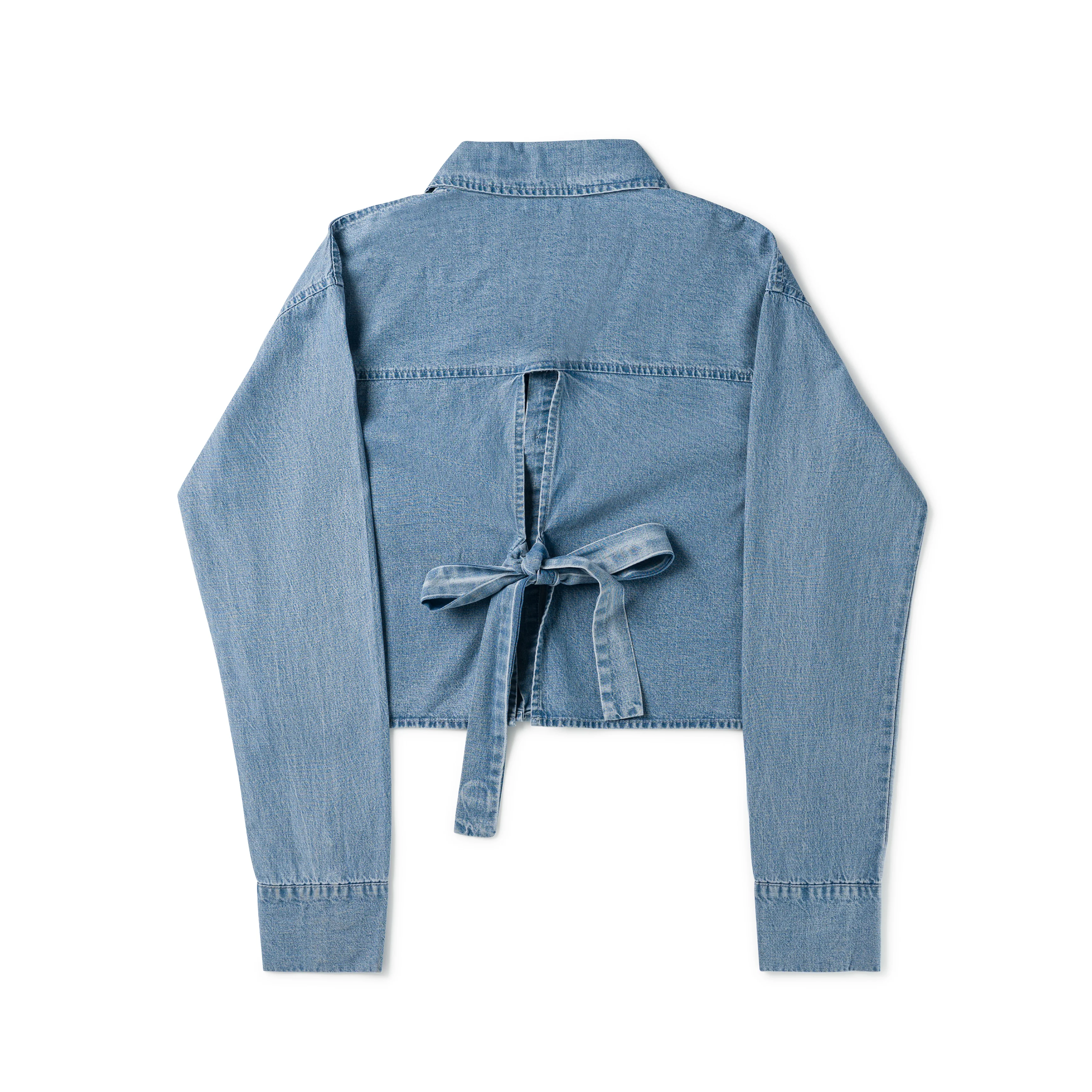 Birnham On The Sea Teen Bow Shirt Stonewash Denim - Image 2