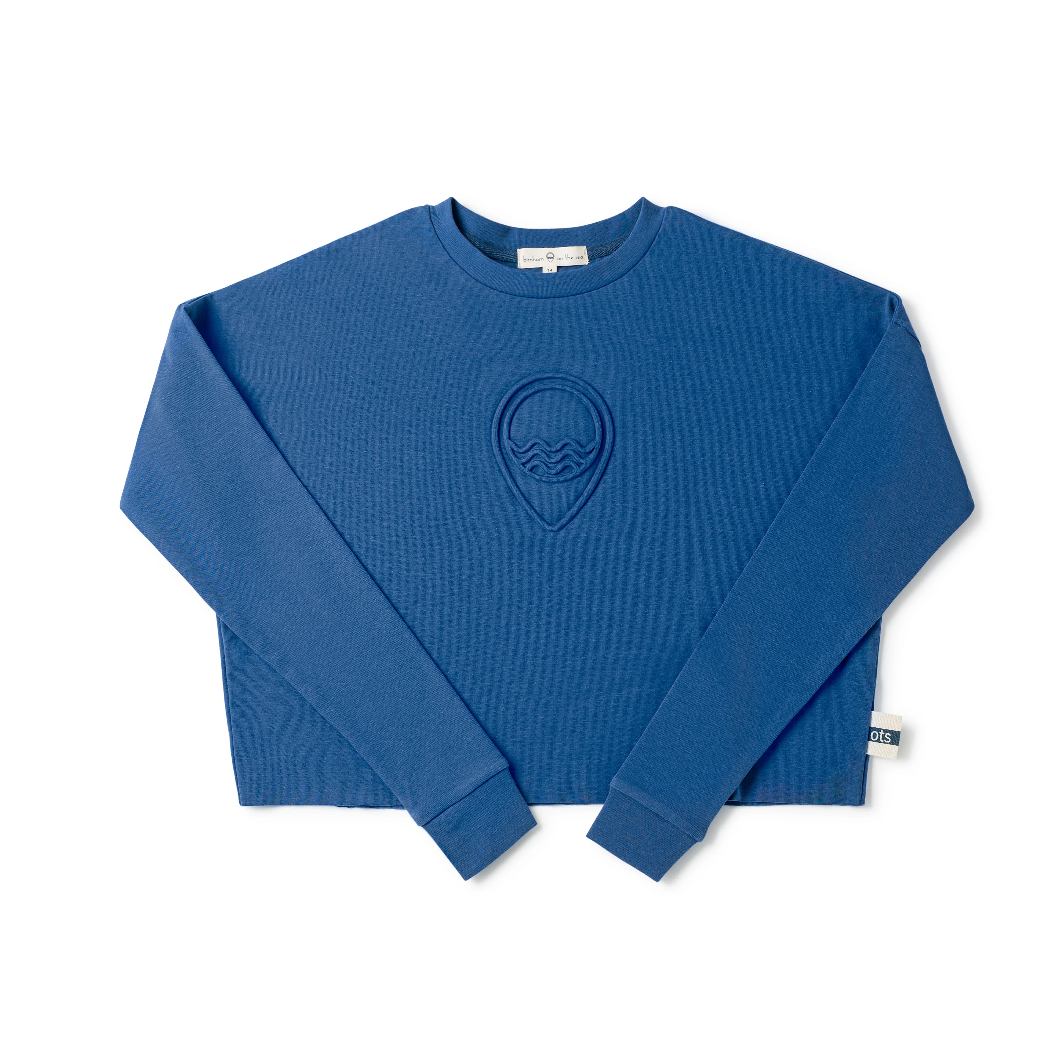 Birnham On The Sea Teen Cropped Logo Tee English Blue