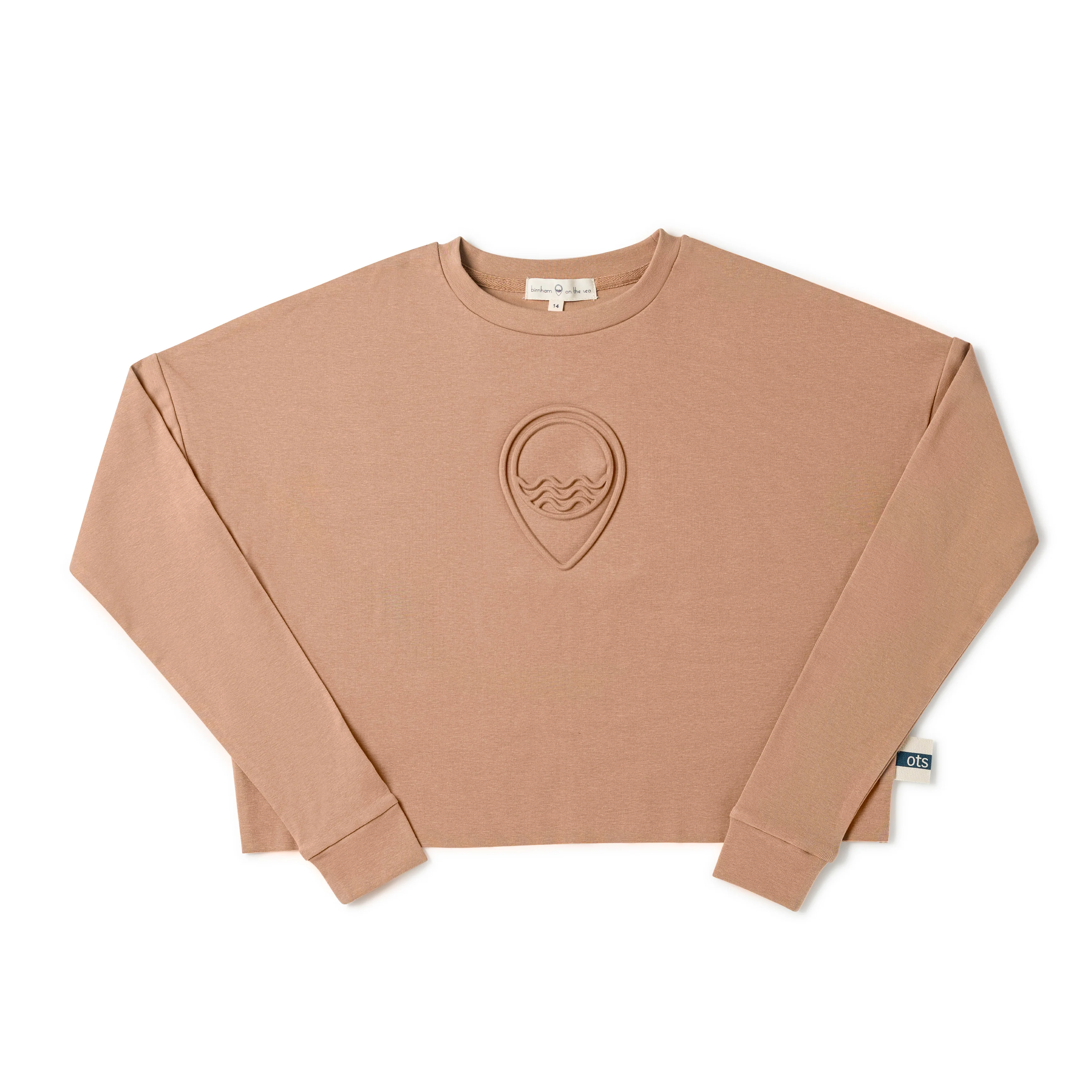 Birnham On The Sea Teen Cropped Logo Tee Tan