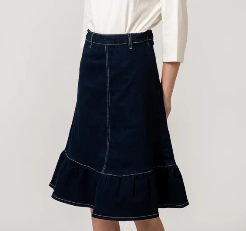 Birnham On The Sea Teen Ruffle Skirt-M Indigo