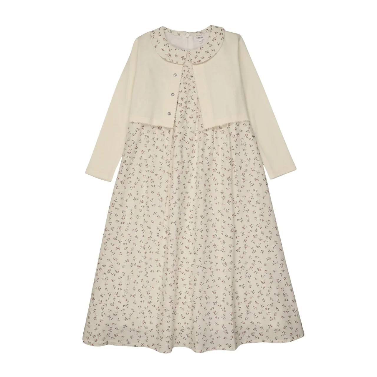Bonjoy Blooming Elegance Peter Pan Robe Cardigan - Ivory Flower