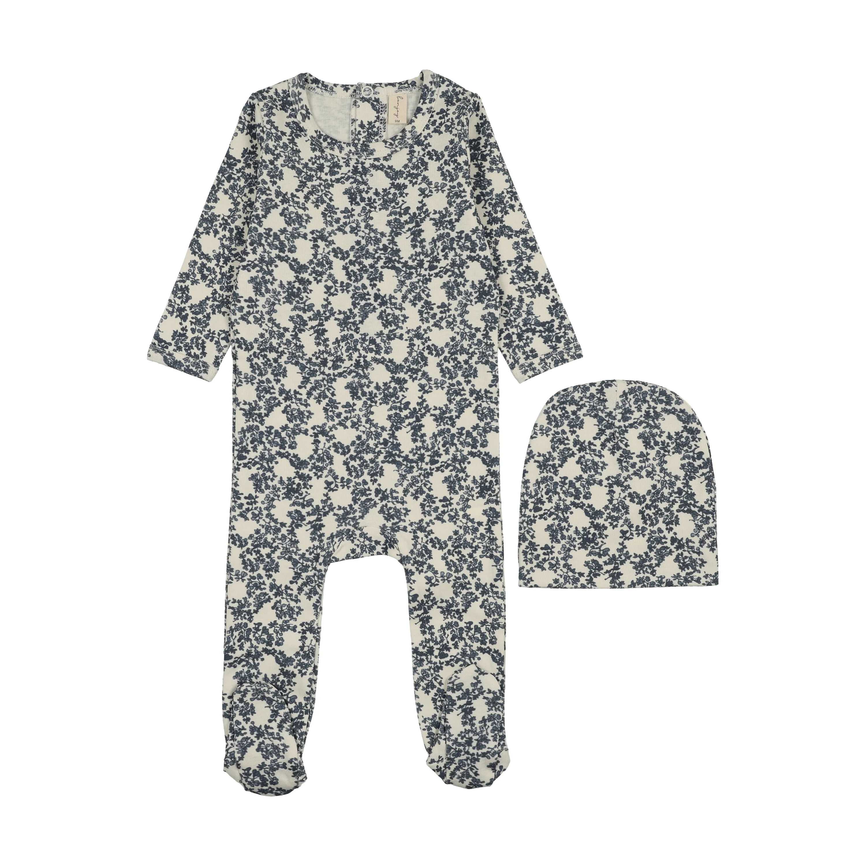Bonjoy All Over Denim Abstract Vine Footie Set