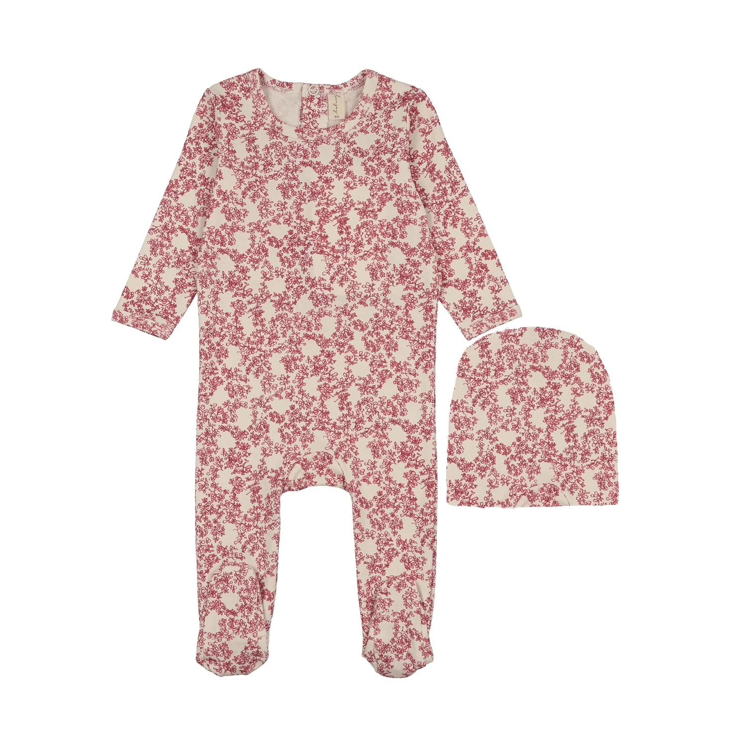 Bonjoy All Over Red Abstract Vine Footie Set