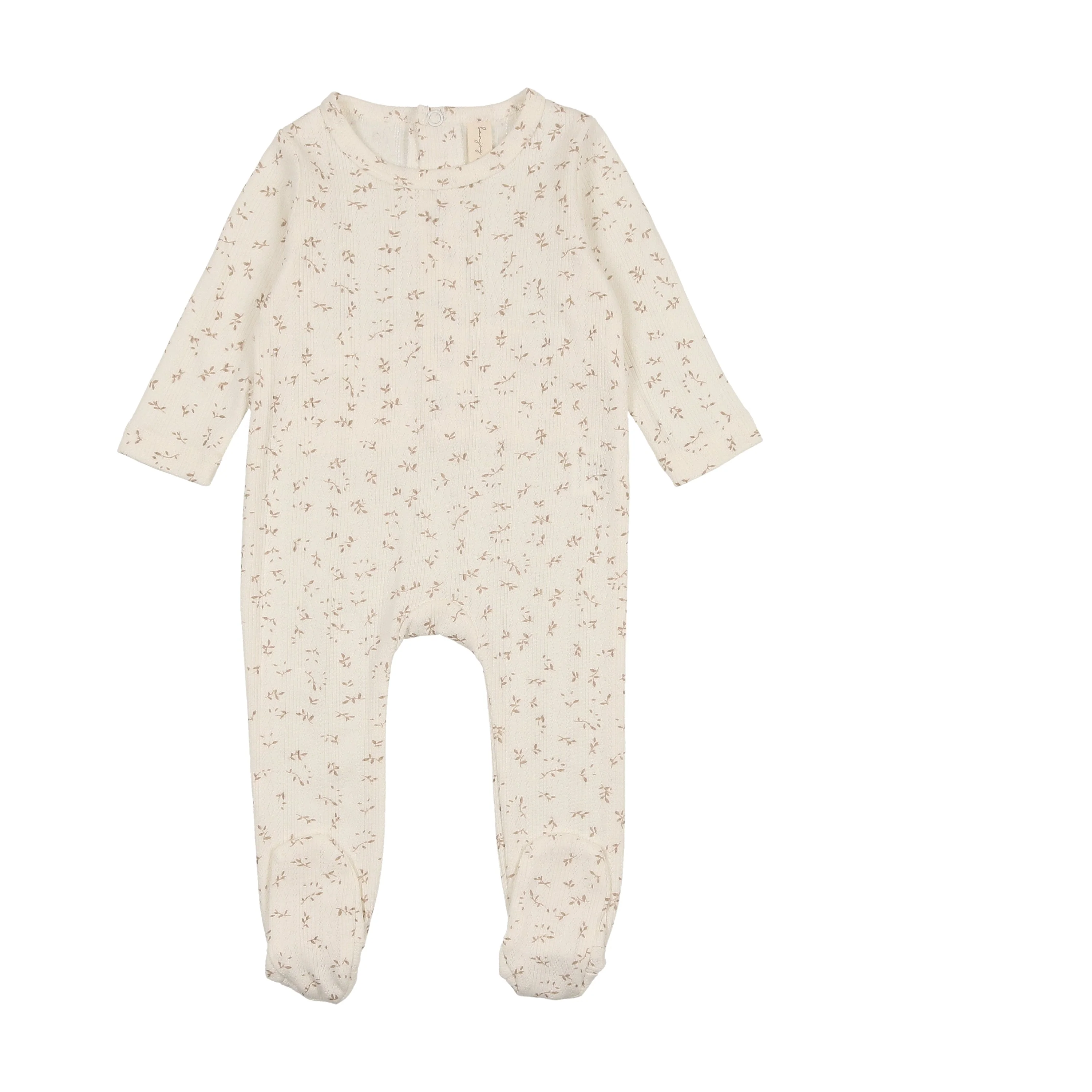 Bonjoy leaf print Printed Pointelle Footie