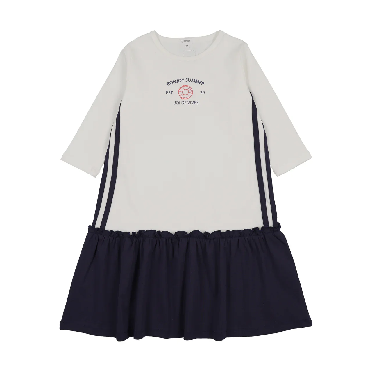 Bonjoy Bonjoy Summer 3/4 Sleeve Dress - White/Blue