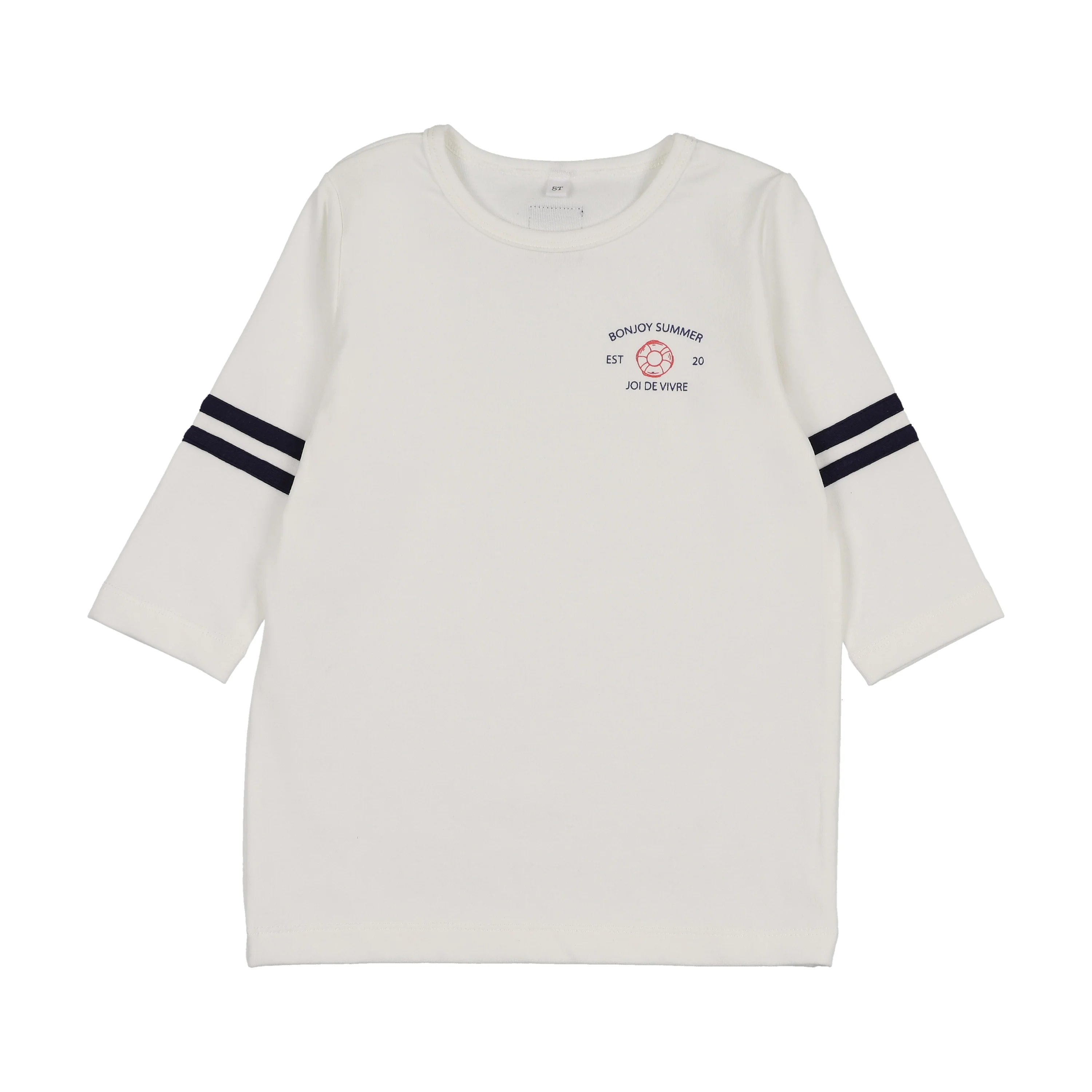 Bonjoy Bonjoy Summer 3/4 Sleeve T-Shirt - White/Blue