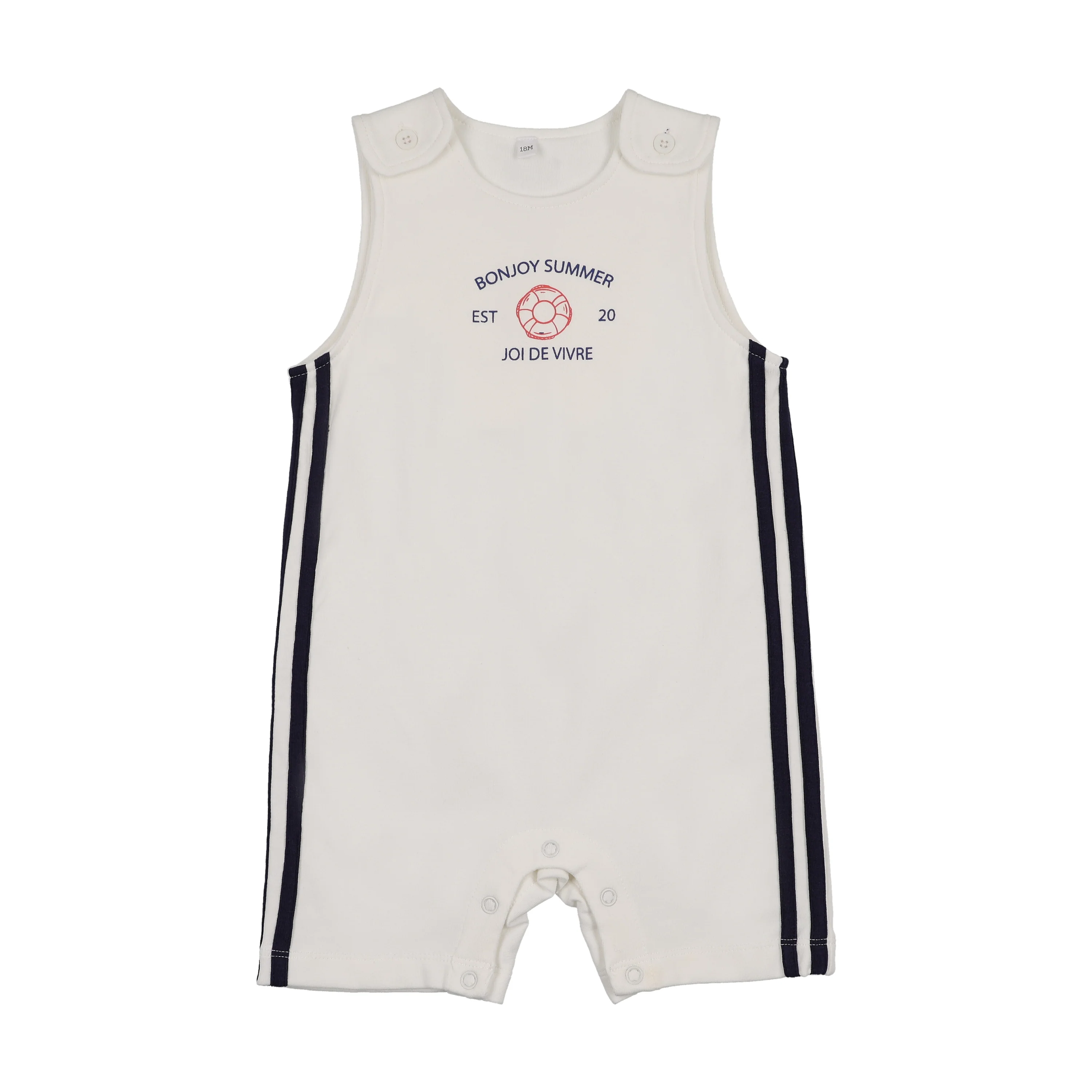 Bonjoy Bonjoy Summer Romper - Boy - White/Blue