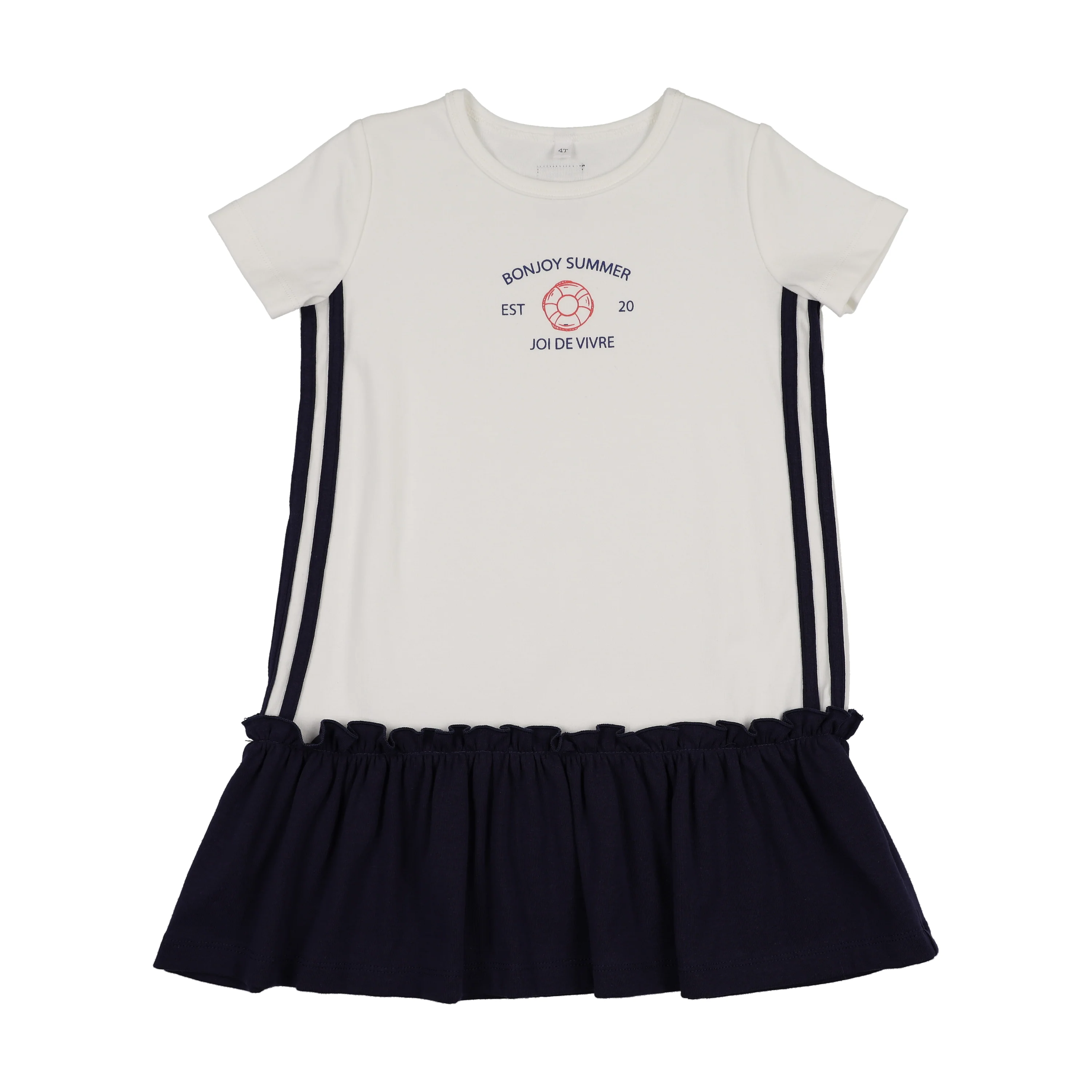 Bonjoy Bonjoy Summer Short Sleeve Dress - White/Blue