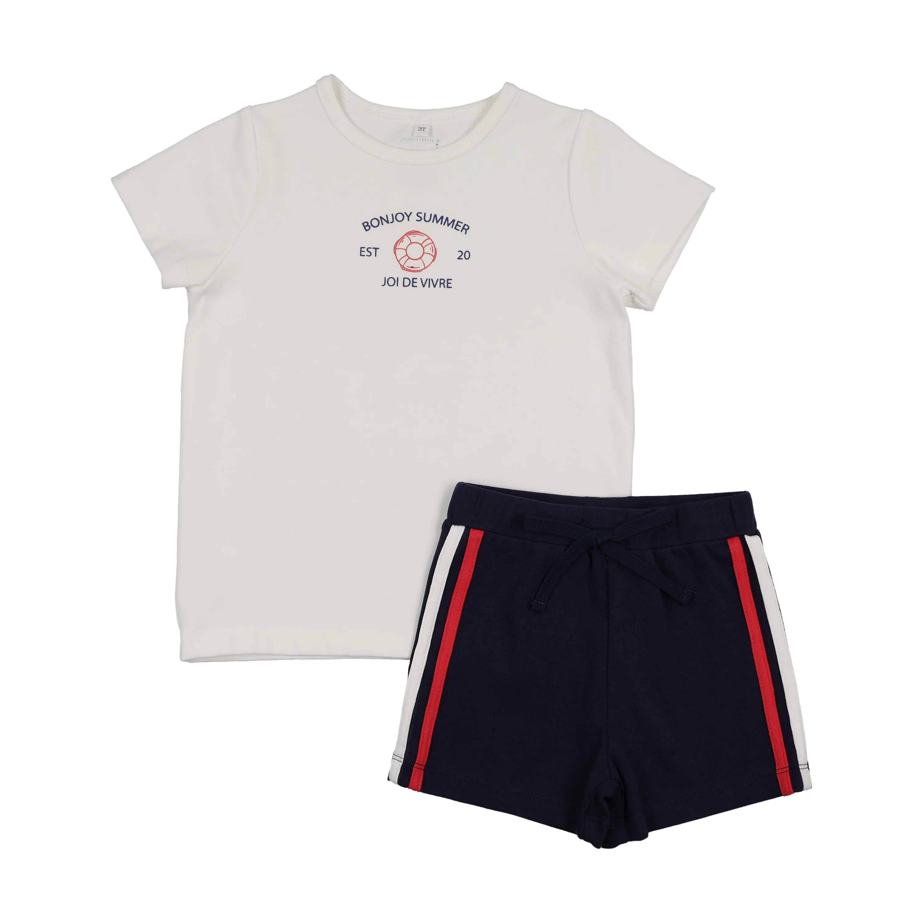 Bonjoy Bonjoy Summer Shorts Set - White/Blue