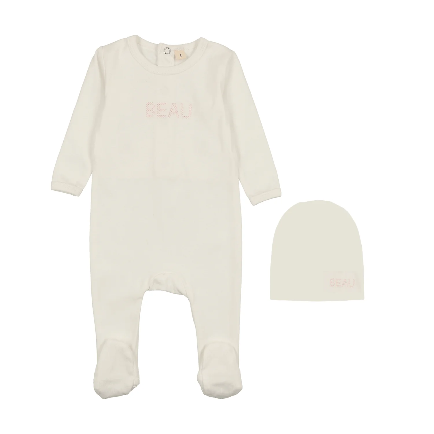 Bonjoy White/Pink Beau Footie Set