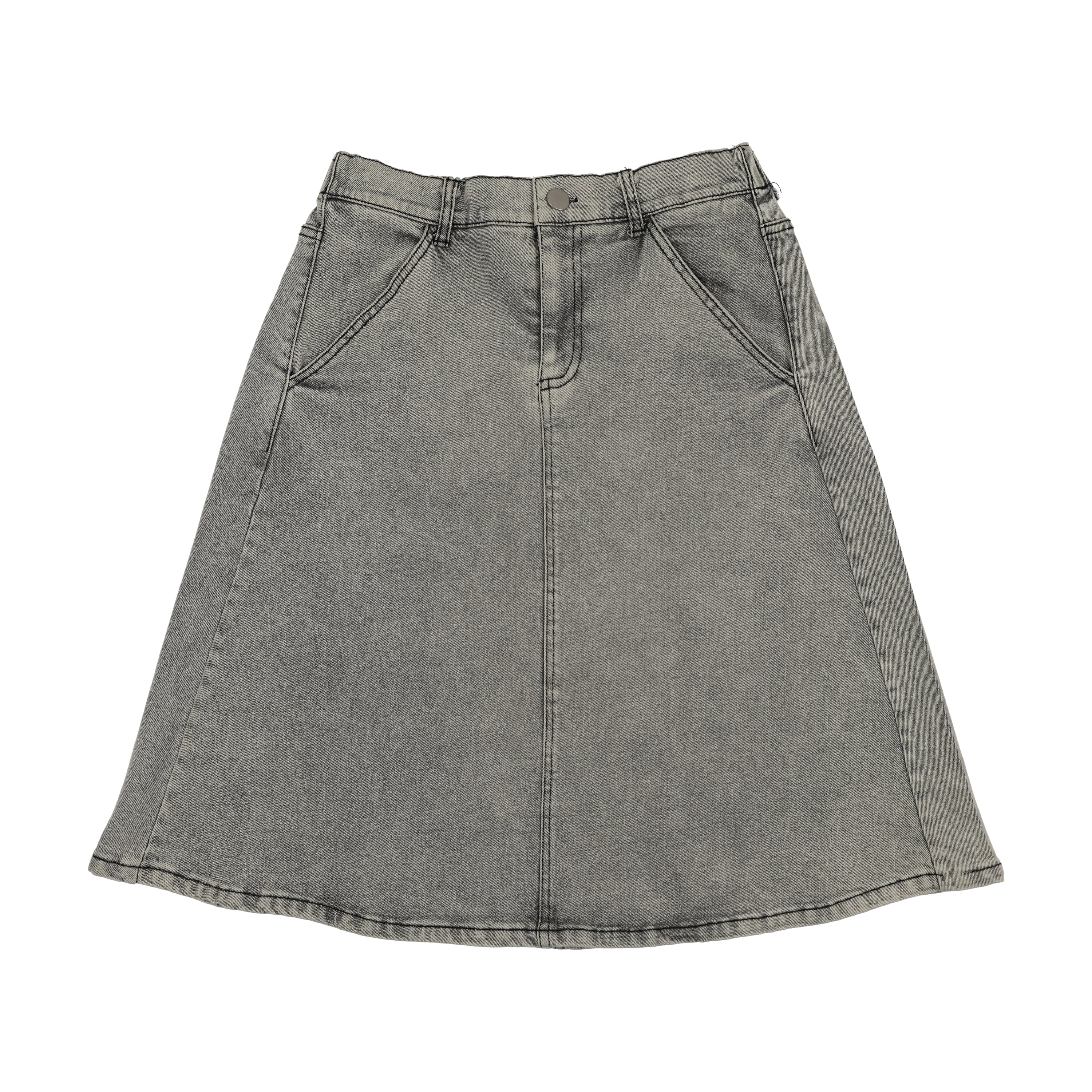 Bopop Grey Denim Skirt (Grey Denim)