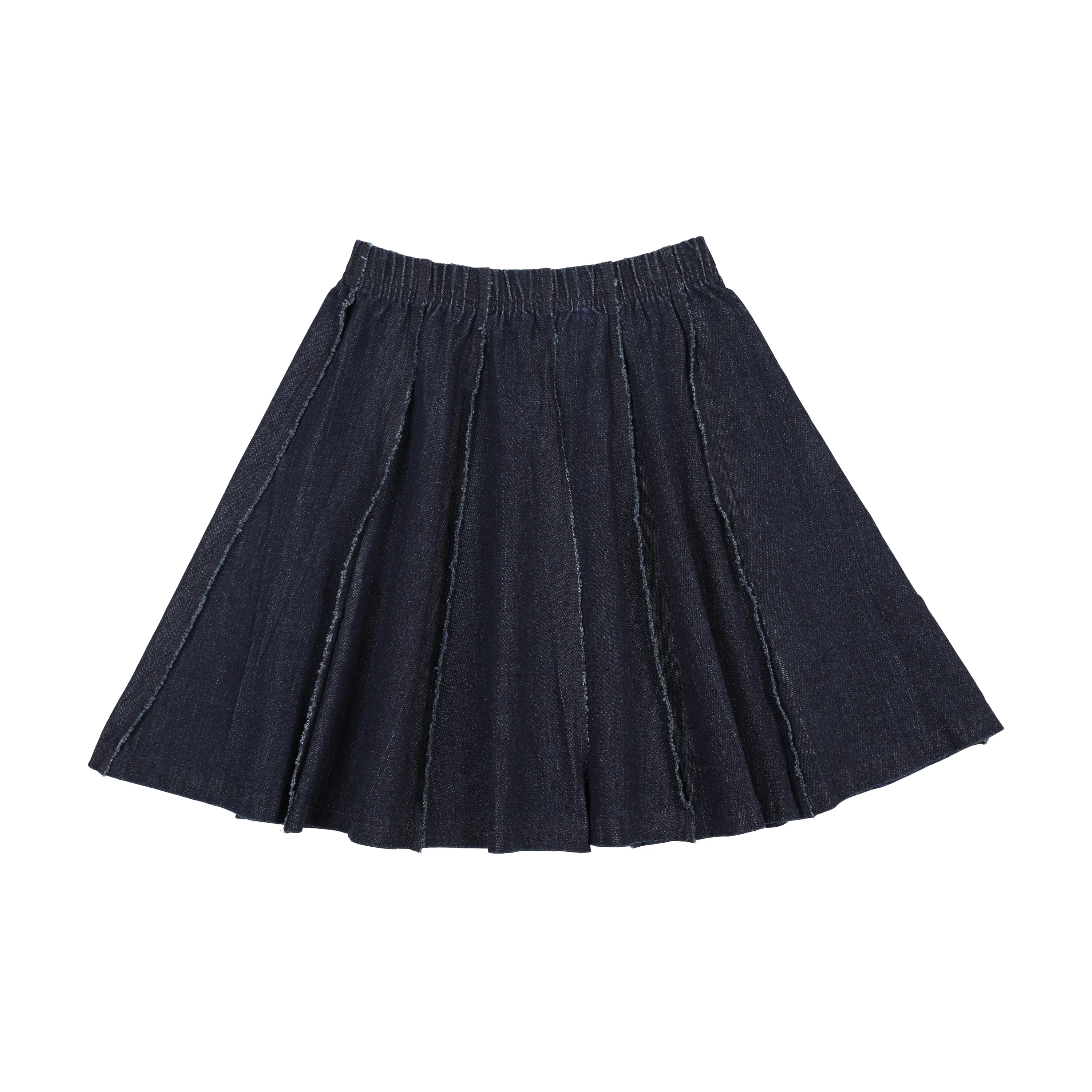 Bopop Hard Denim Panel Skirt - Blue Denim