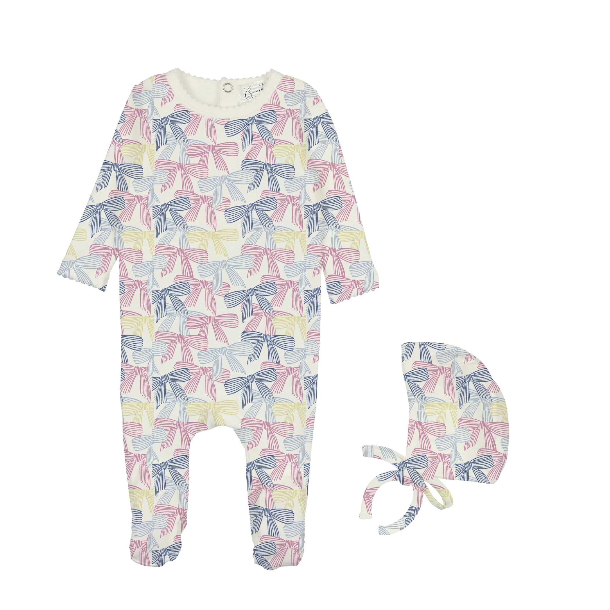 Bopop Multi Color Bow Footies and Beanie