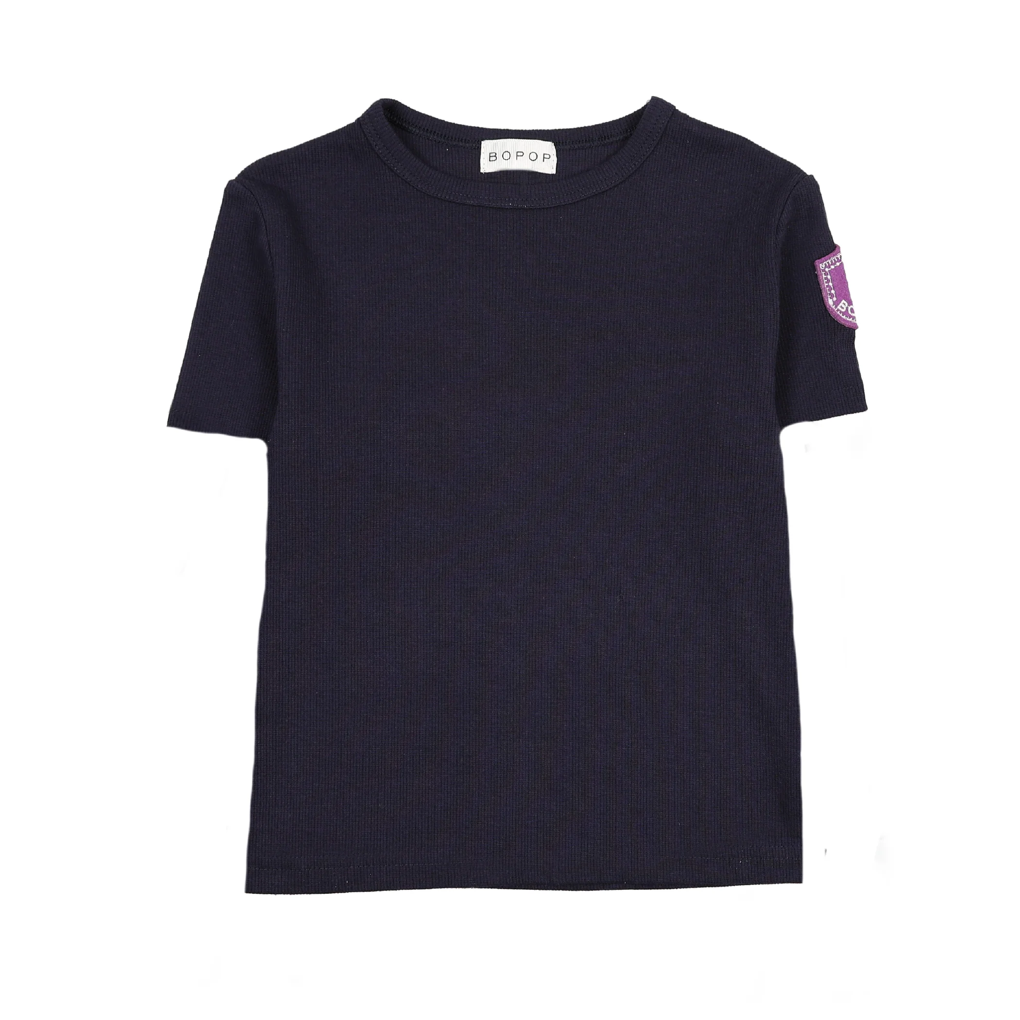 Bopop Navy Emblem Short Sleeve Tee - Girls (Navy Emblem)
