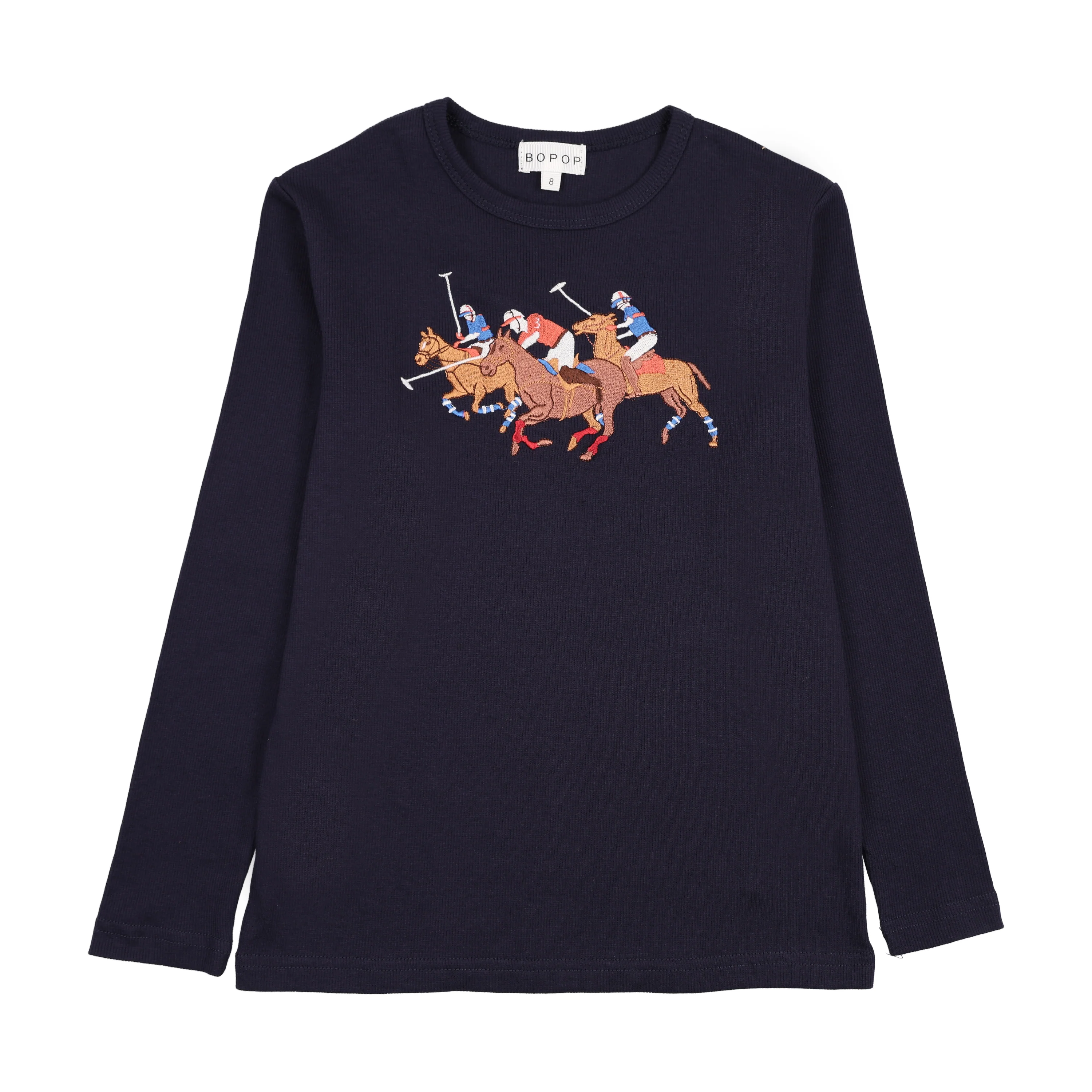 Bopop Navy Horse - Long Sleeve Tee (Horse Emblem) TR157