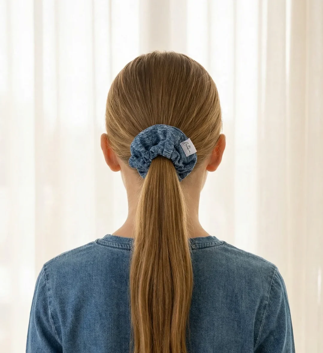 BOWBON BLUE DENIM SCRUNCHIE- Final Sale - Image 2