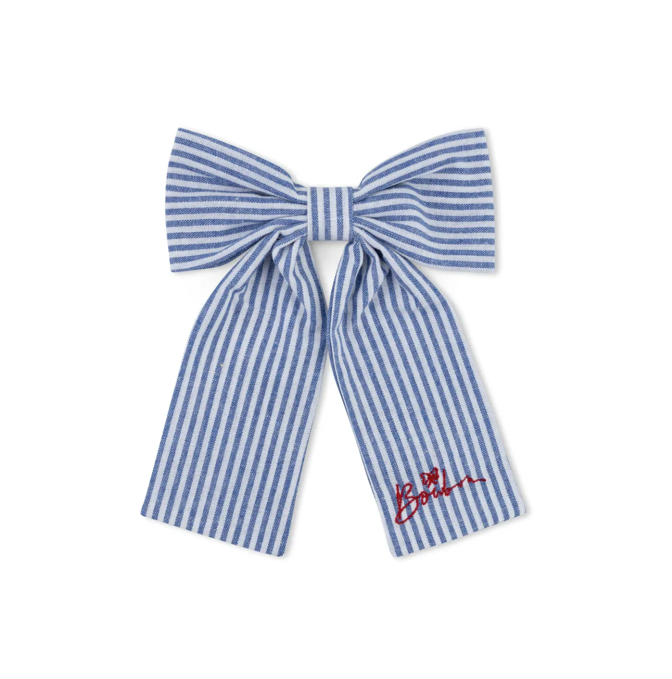 BOWBON BLUE/WHITE STRIPE BOW- Final Sale