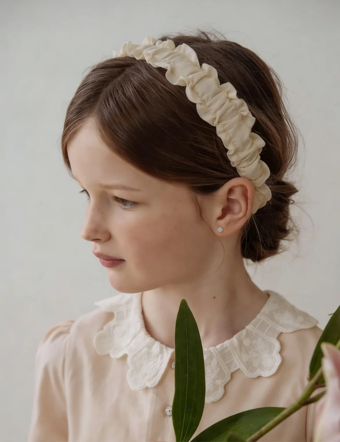 BOWBON CREAM RUFFLE HEADBAND- Final Sale - Image 2