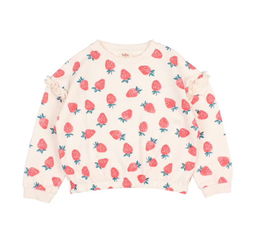 Buho Cream Pink Strawberry Sweatshirt