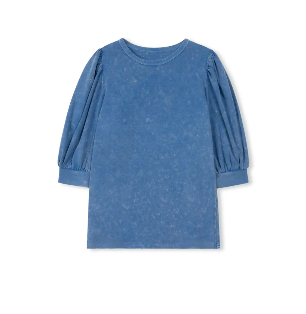 Cabana Light Blue Mineral Wash Puff Sleeve Tee