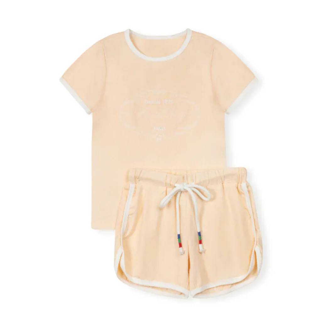 Cabana Peach Sadie Marled T-shirt Set