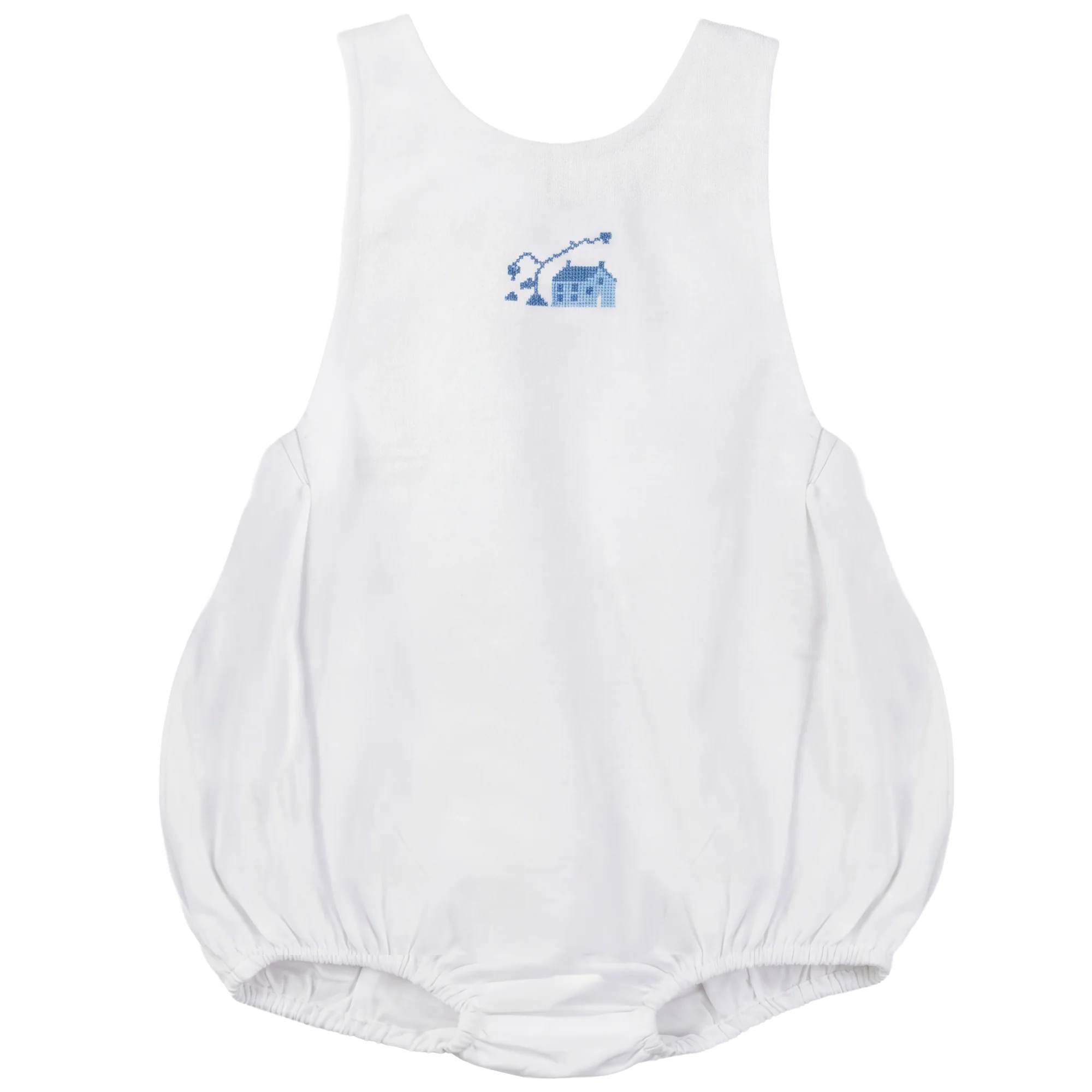 Calla Lili Baby Boy Linen House Romper - White