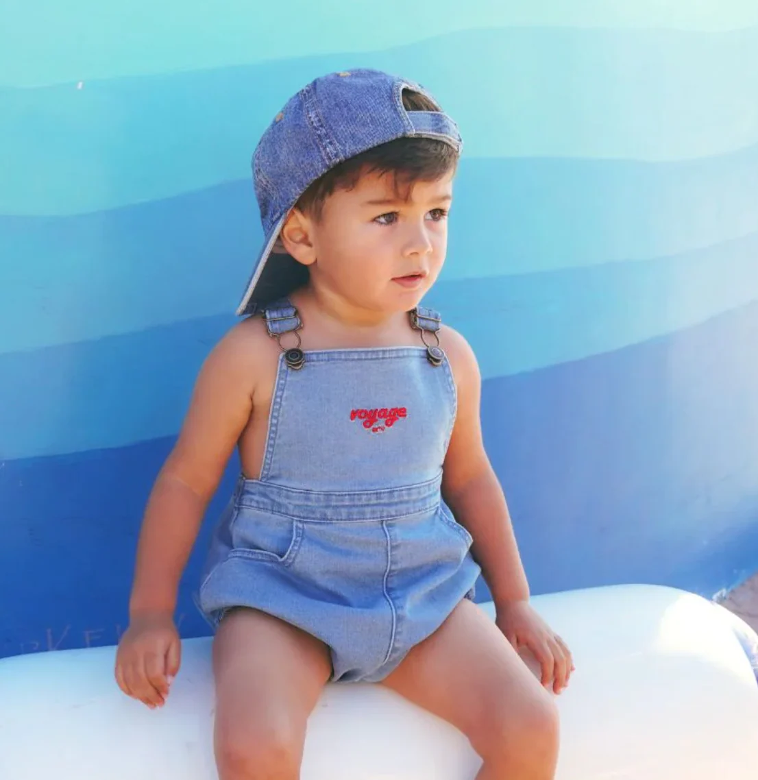 Calla Lili BB Boy Nautical Romper - Denim Blue - Image 2