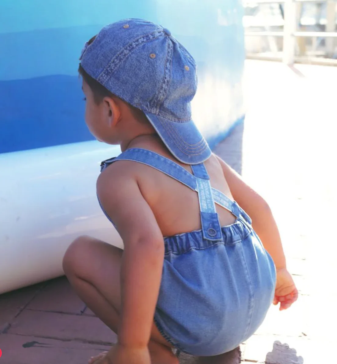 Calla Lili BB Boy Nautical Romper - Denim Blue - Image 3