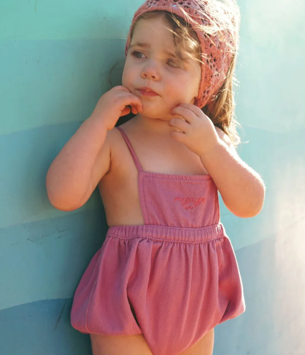 Calla Lili BB Girl Nautical Romper - Pink - Image 2