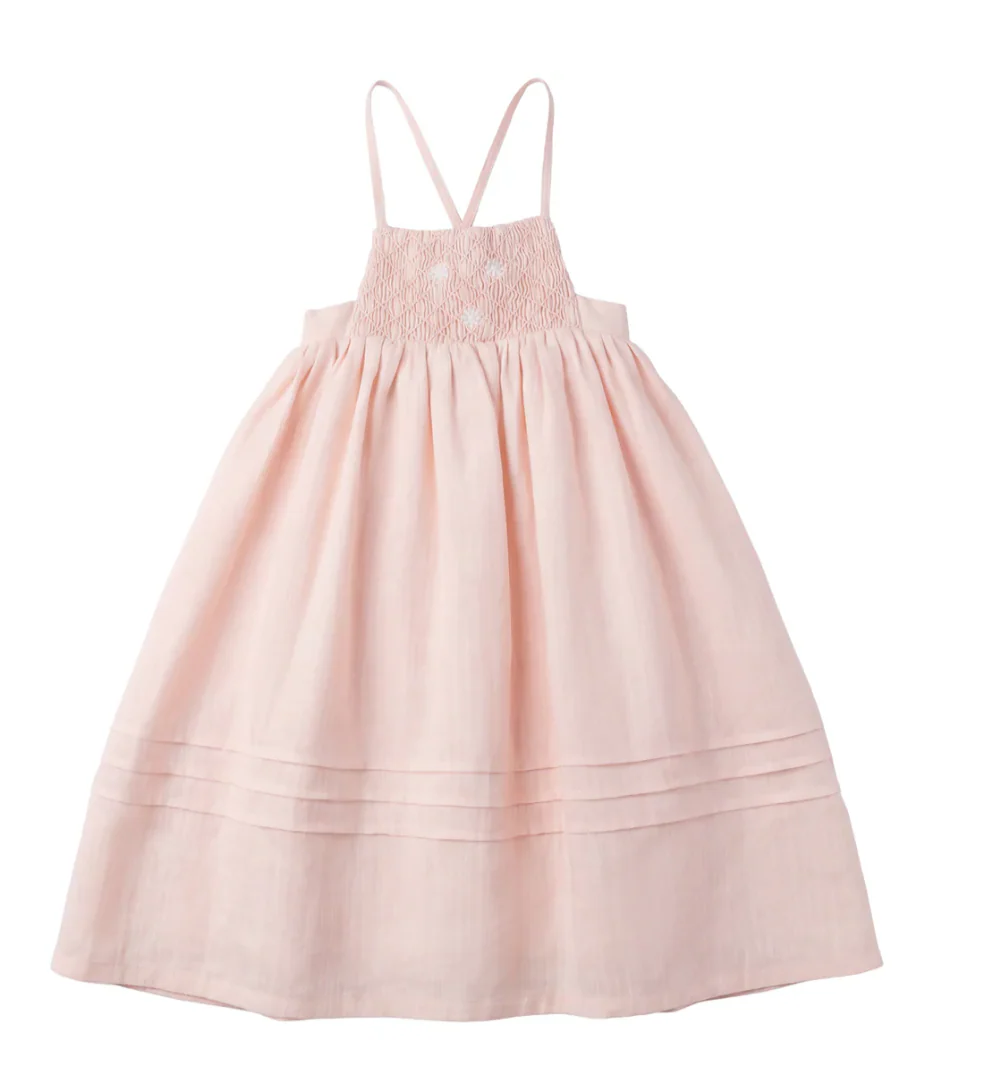 Calla Lili Girl Dress With Daisies - Pink