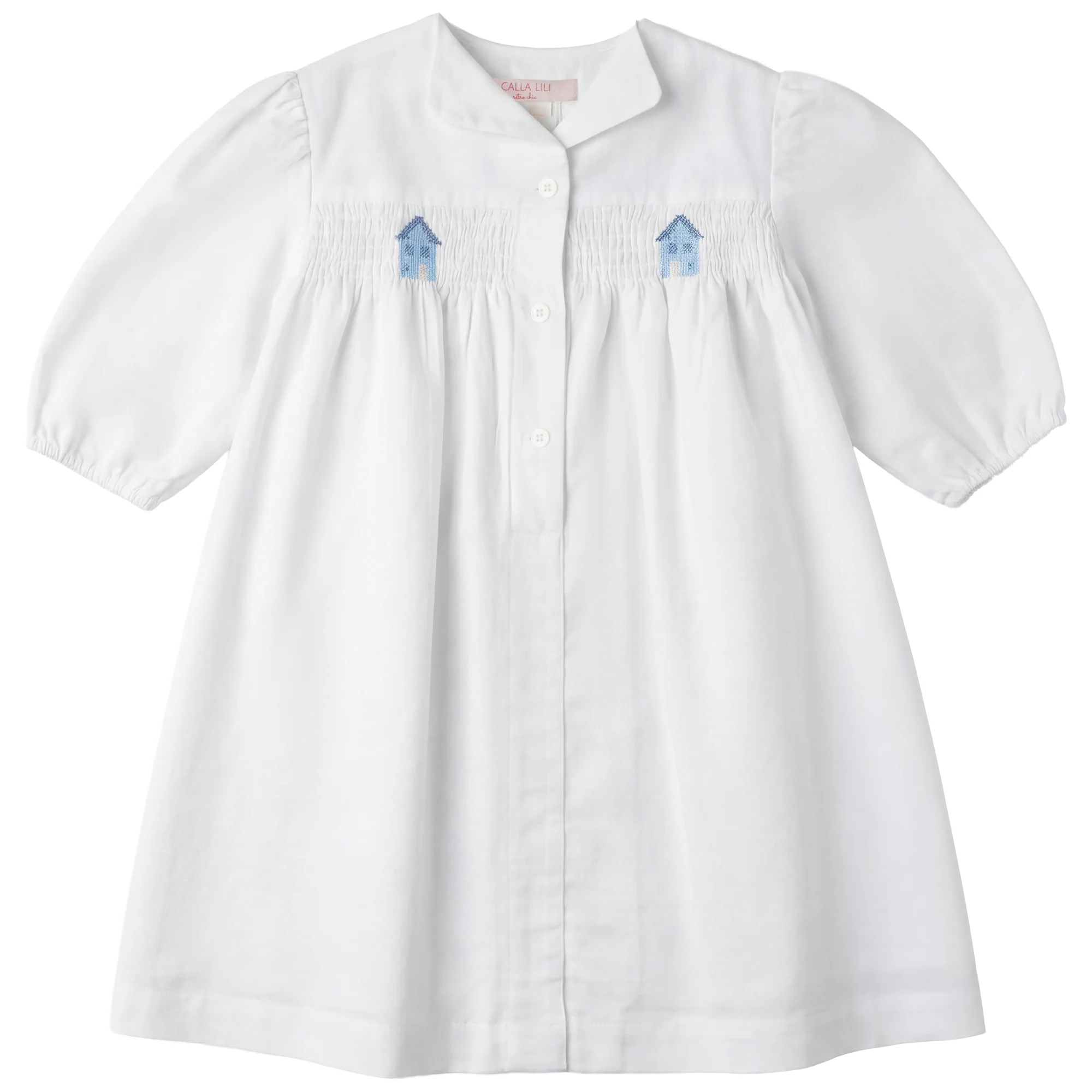 Calla Lili Girl Dress With Smocking - White