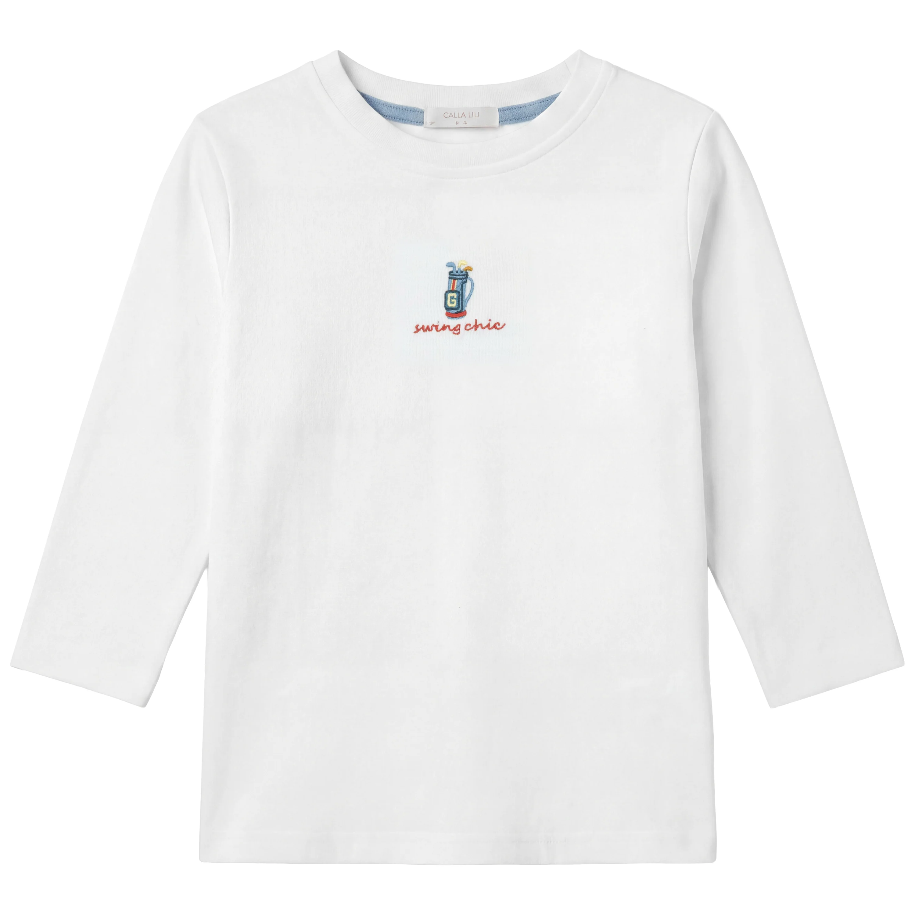 Calla Lili Girl Golf T-Shirt - White/Blue