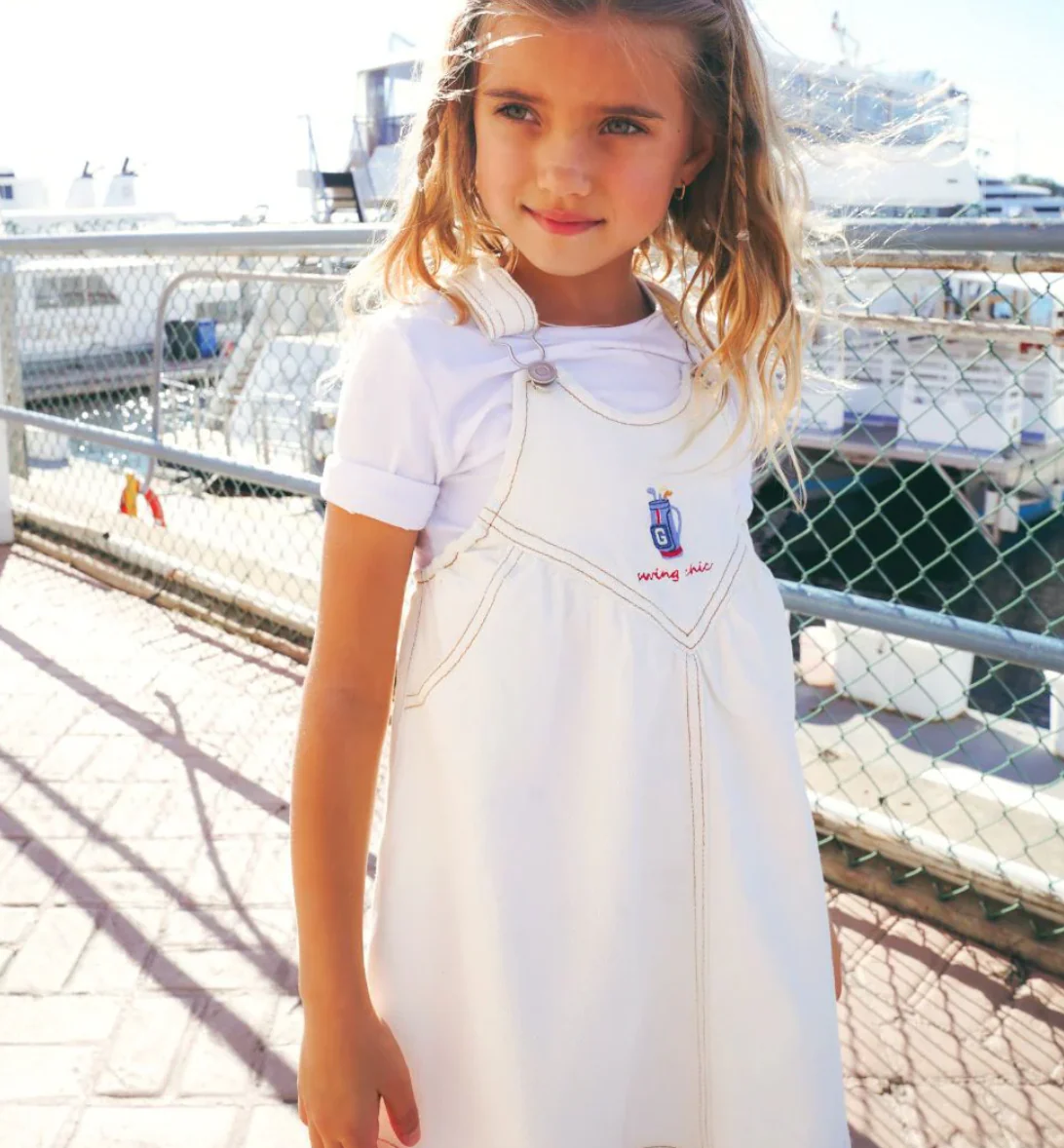 Calla Lili Girl Pinafore Golf Dress - White