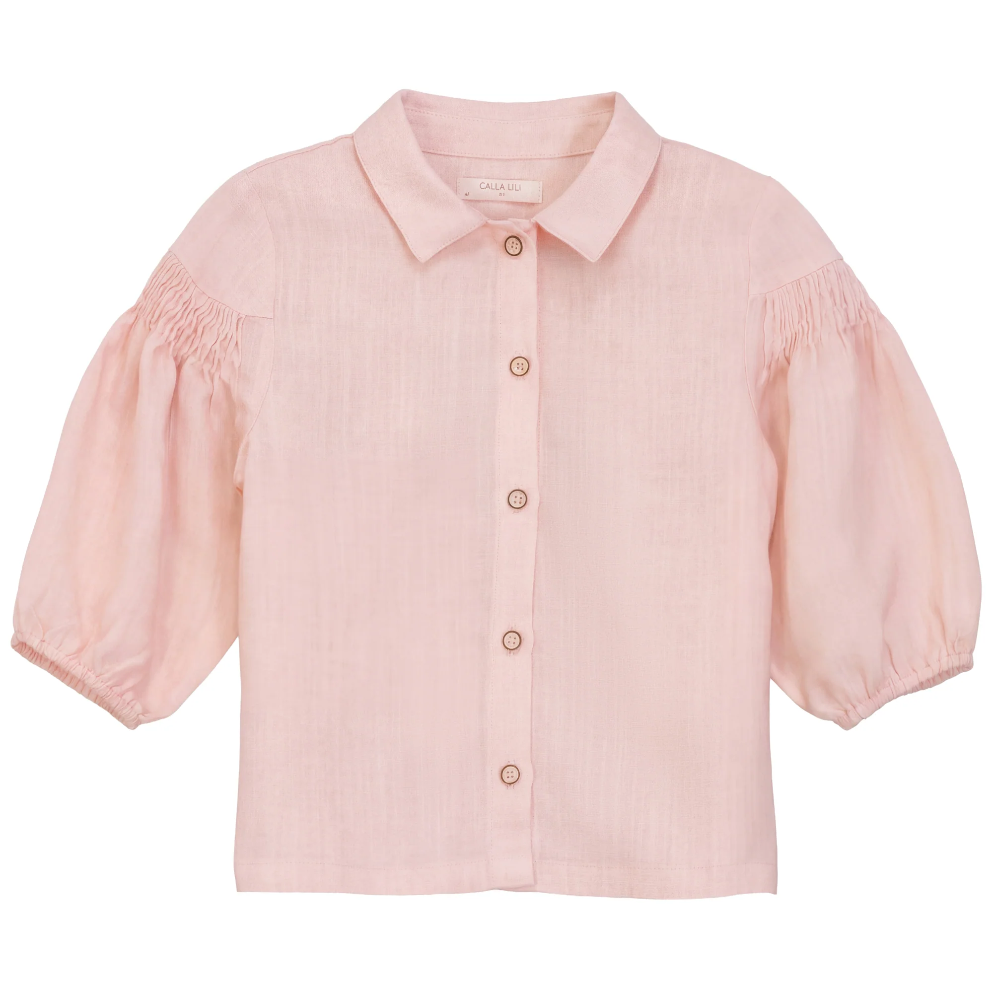 Calla Lili Girl Shirt With Collar - Pink