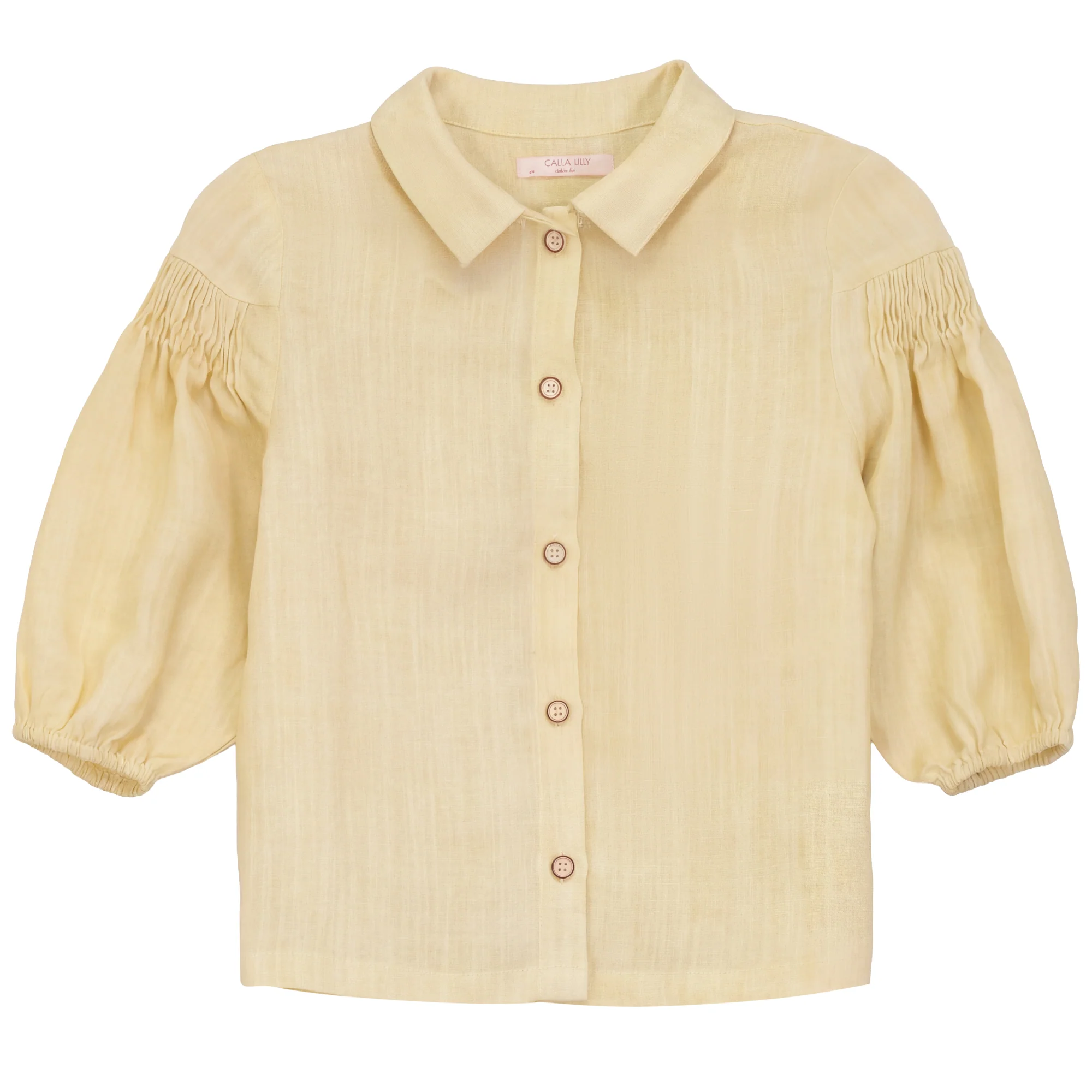 Calla Lili Girl Shirt With Collar - Yellow