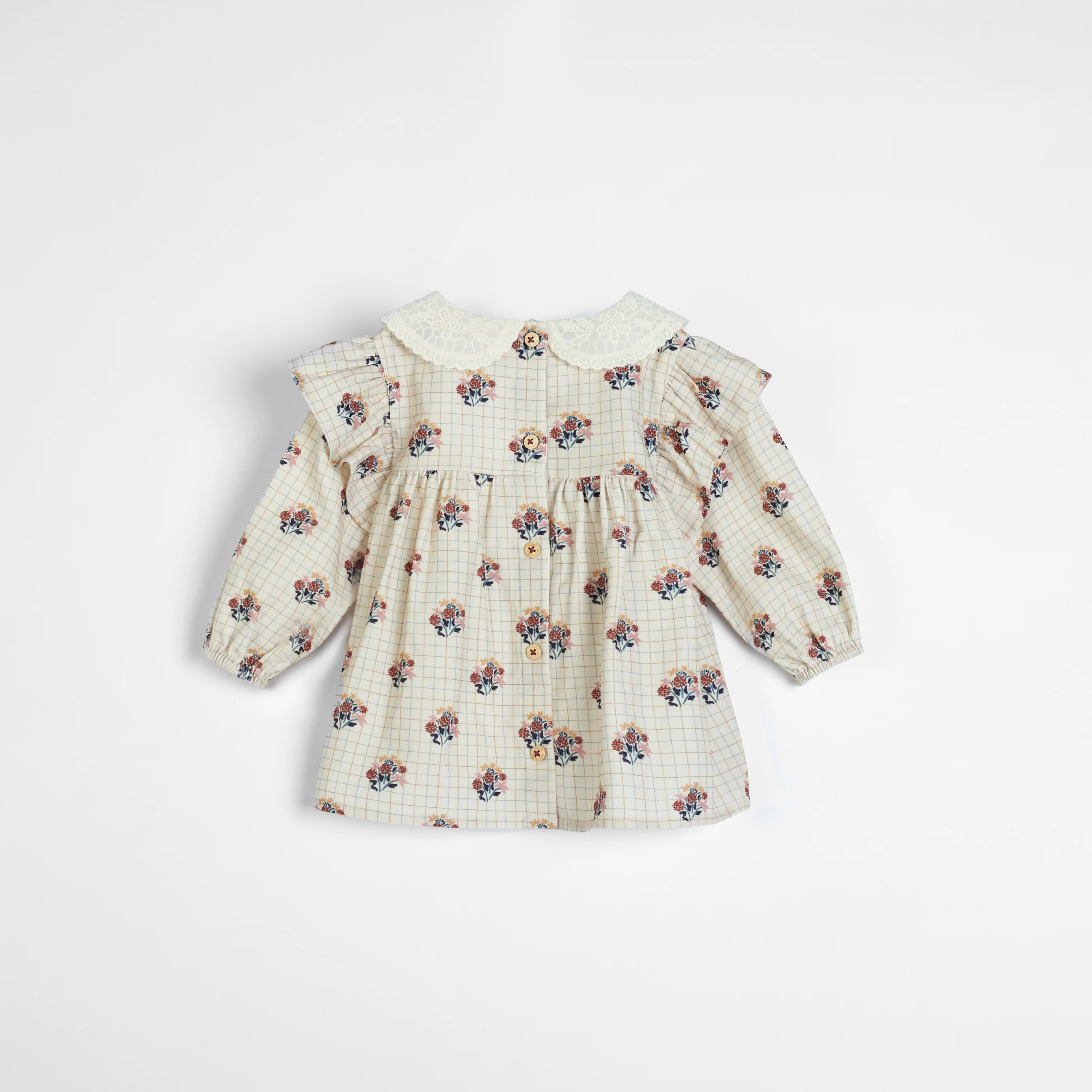Cera Una Volta Franca Shirt Cream Check Flower - Image 2