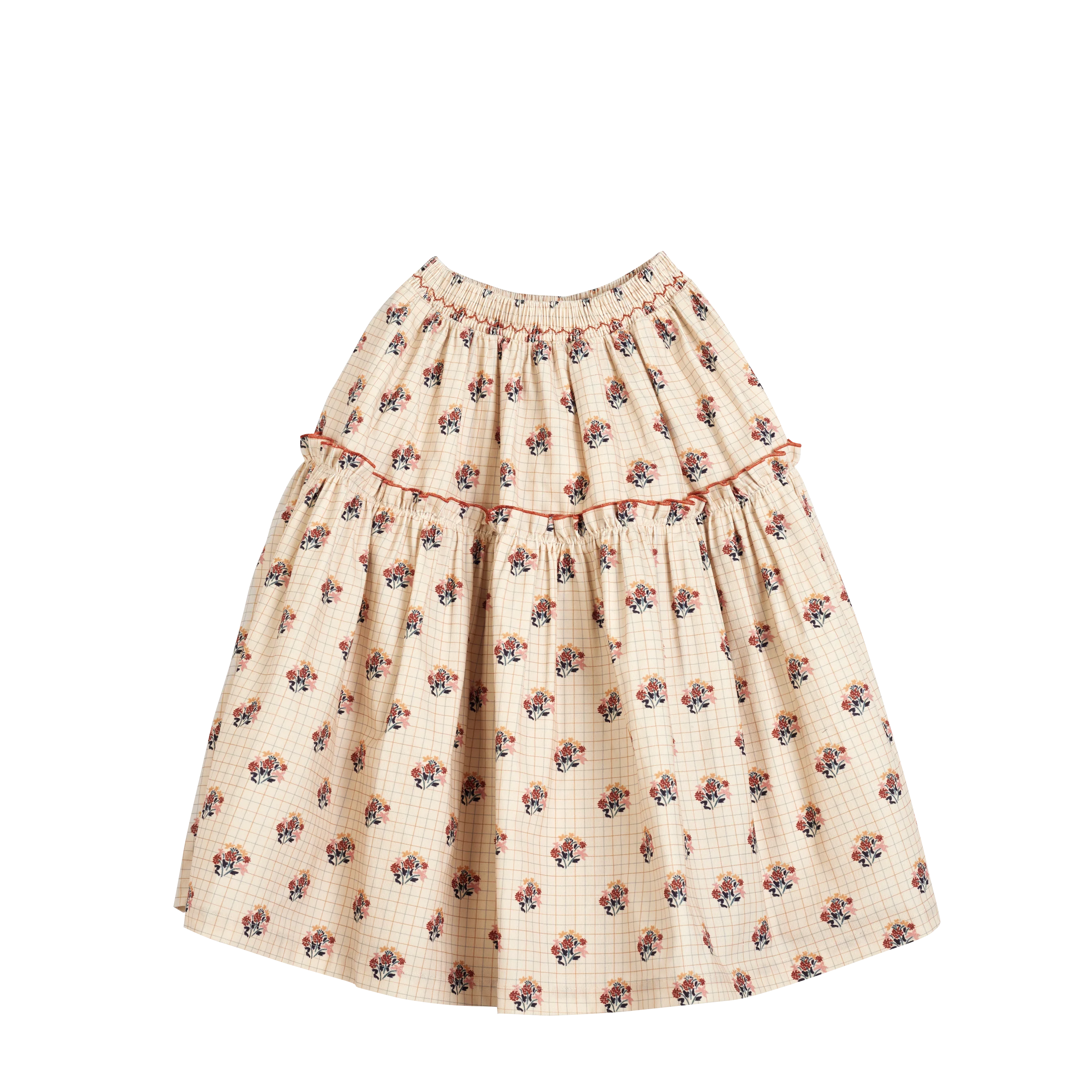 Cera Una Volta Marzia Skirt Cream Check Flower