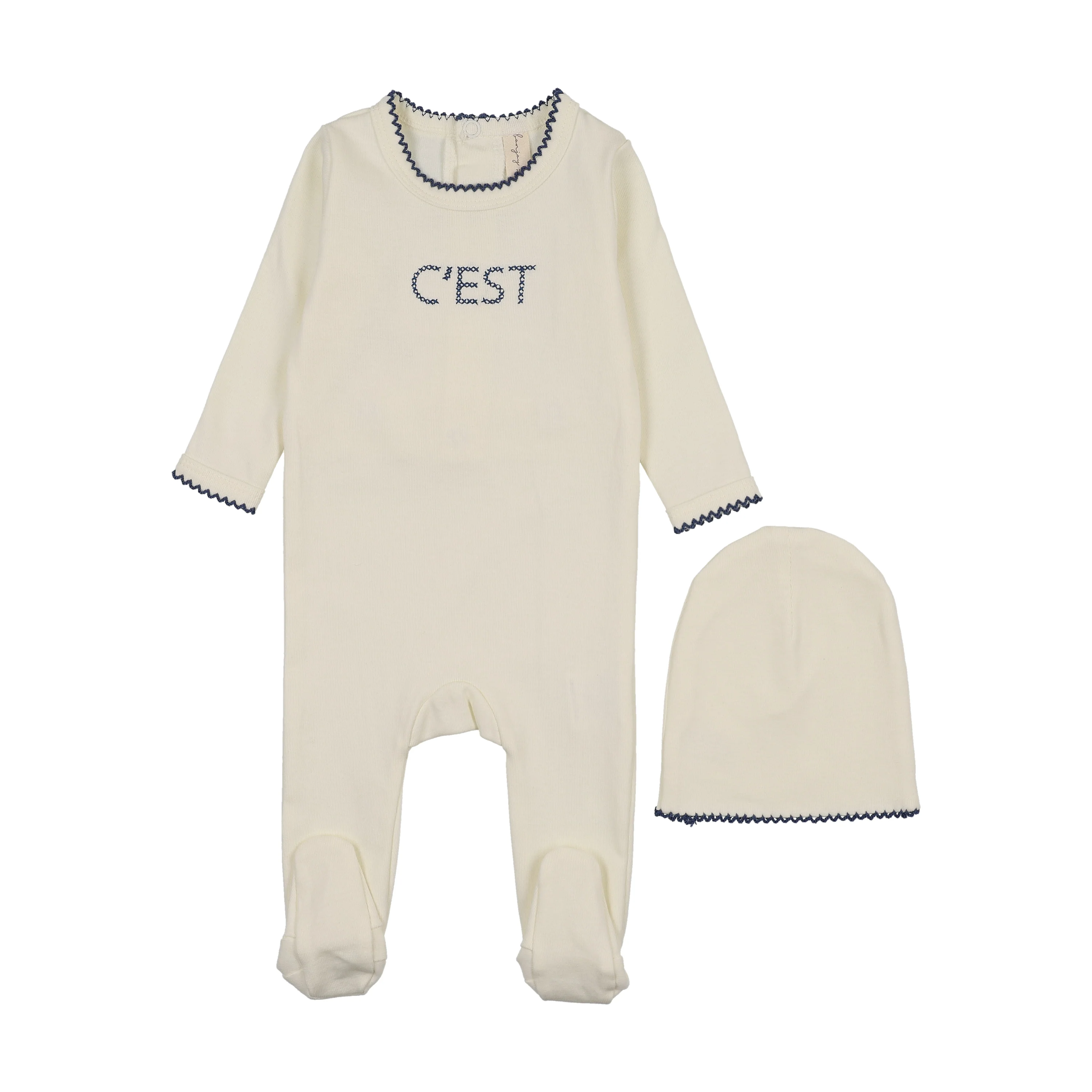 Bonjoy Cest Footie Set - Ivory/Blue